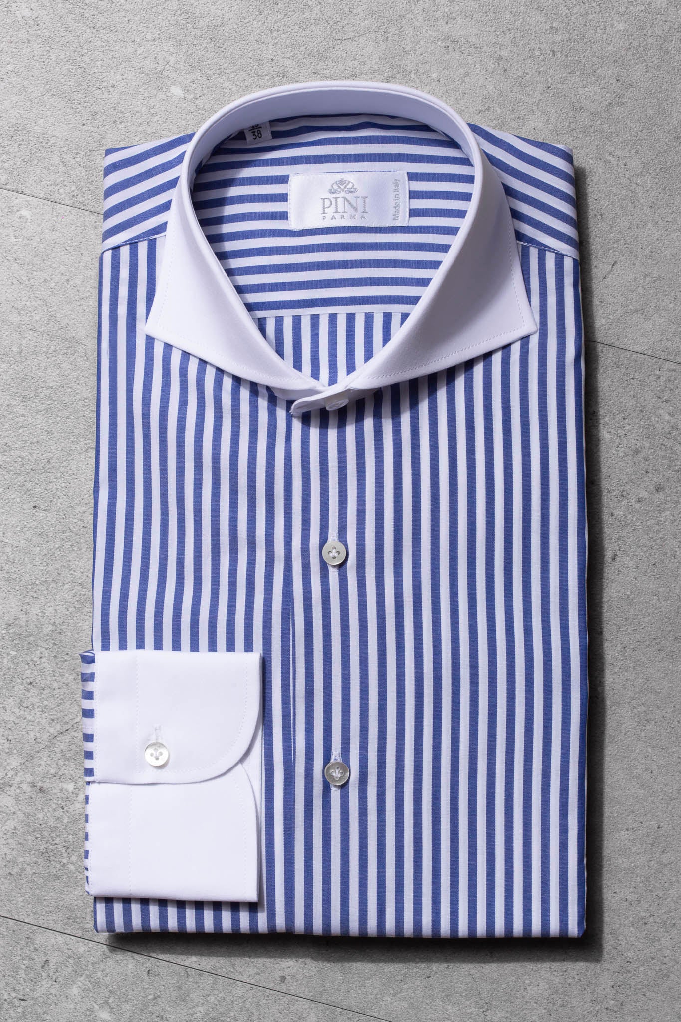 Blue striped white collar shirt Limited Edition   Made in Italy