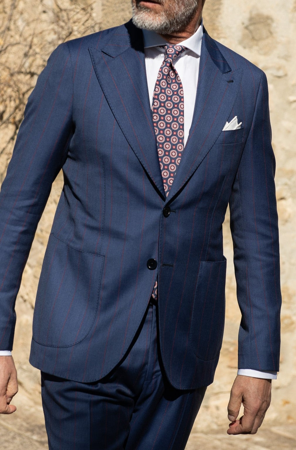 Blue and red striped suit "Made to Order" - Made in Italy