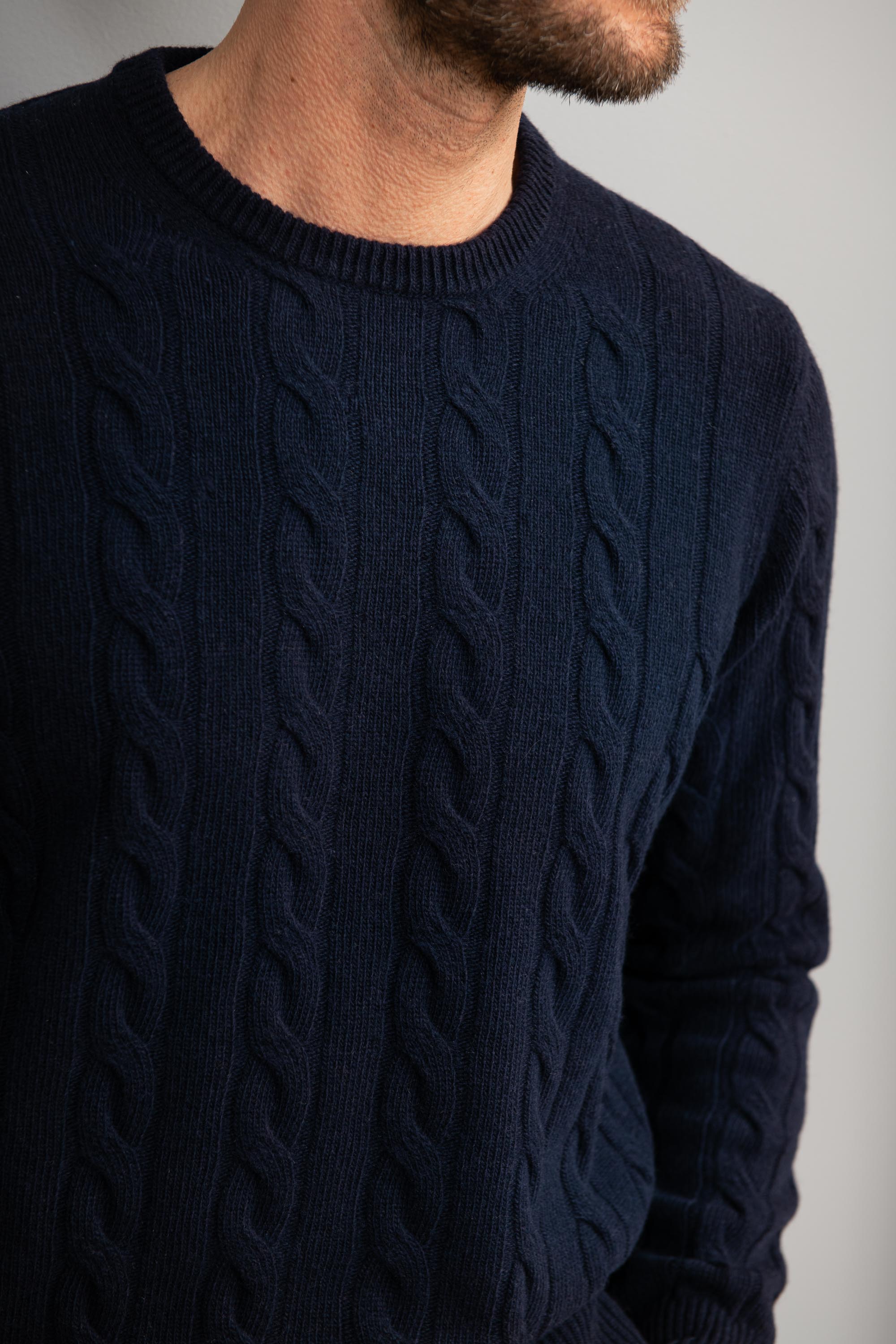 Blue cable knit sweater – Made in italy