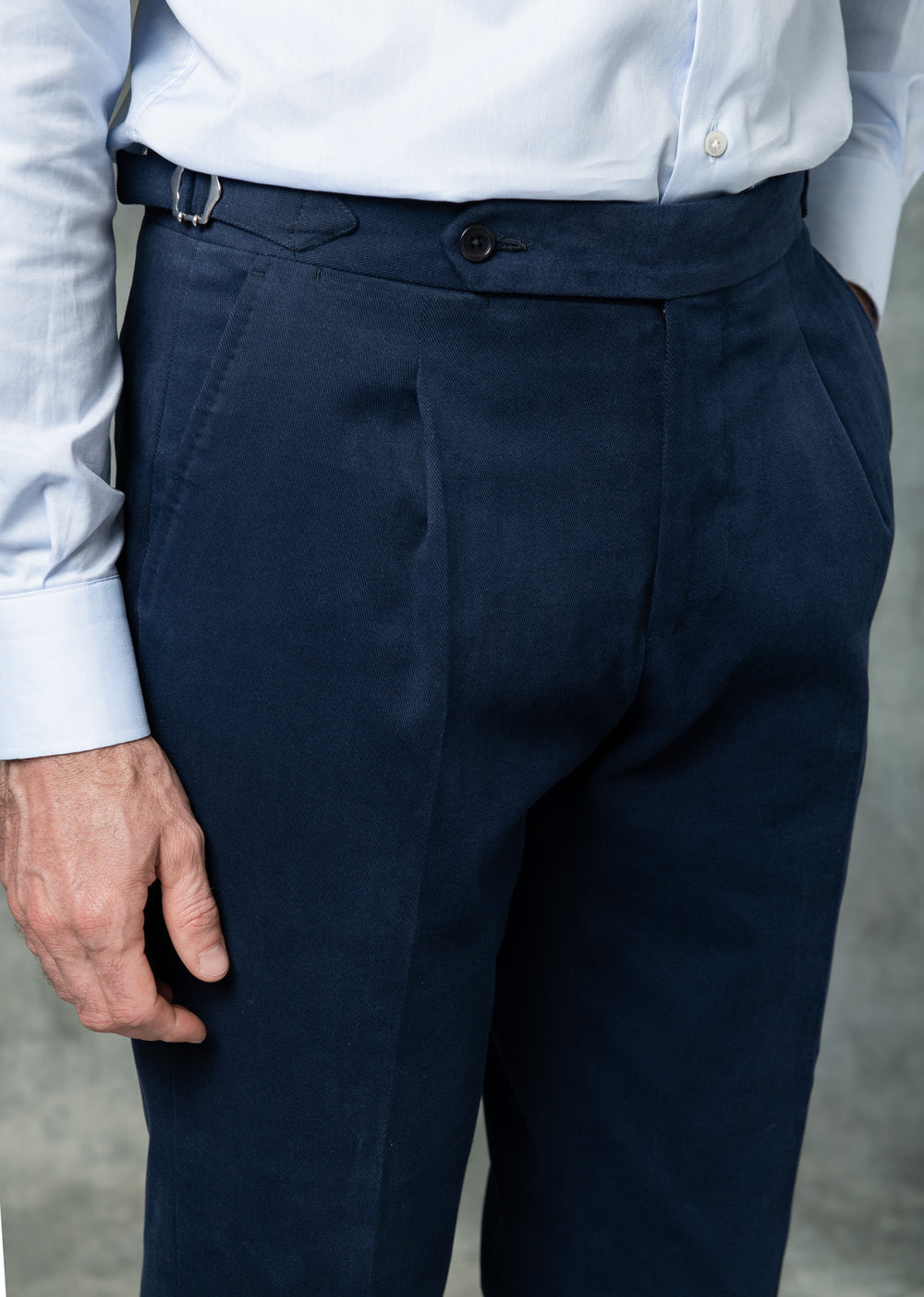 Blue Cotton Biella Trousers  - Made in Italy