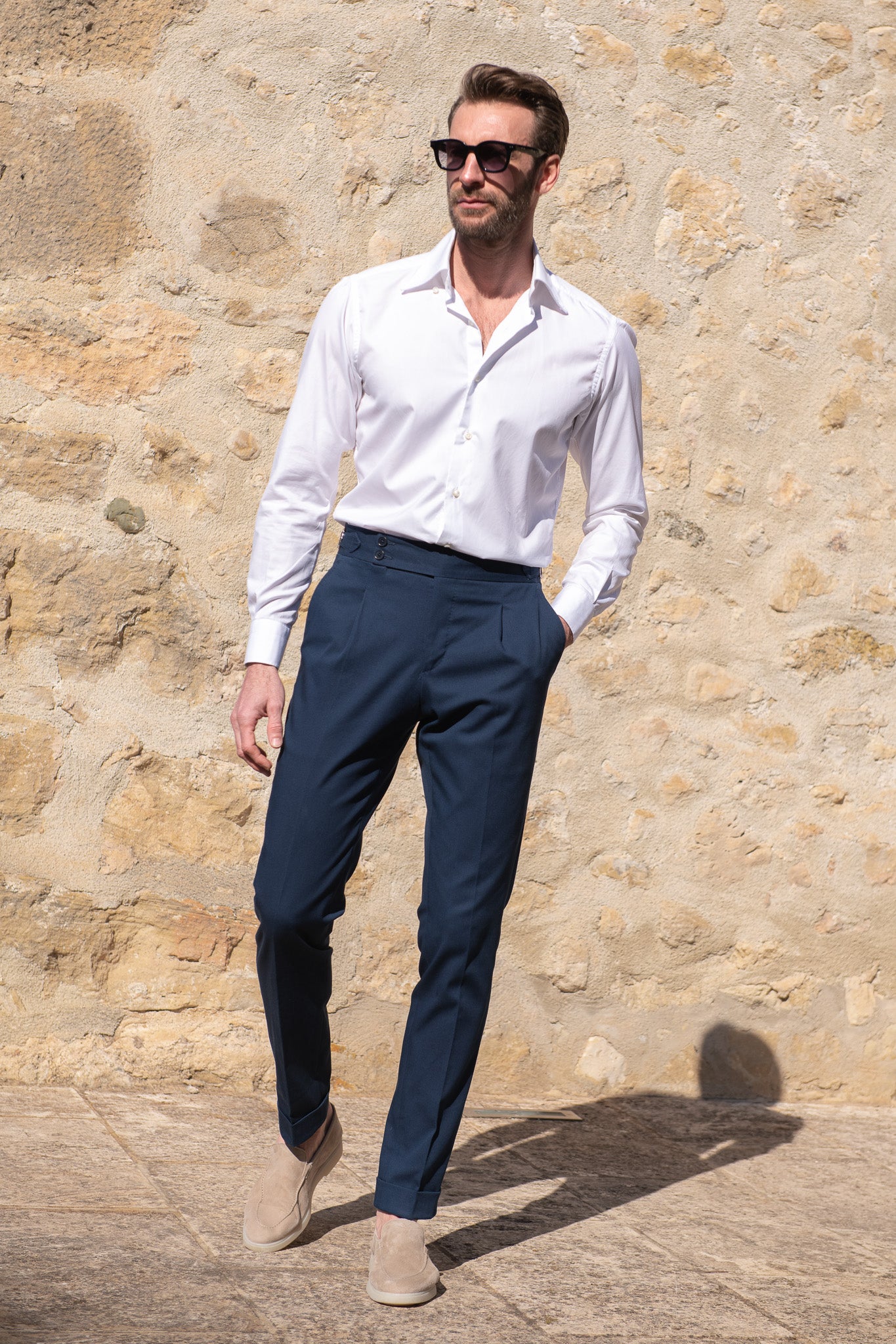 Navy Wool Dress Pants with Brown Leather Oxford Shoes Outfits (5 ideas &  outfits) | Lookastic