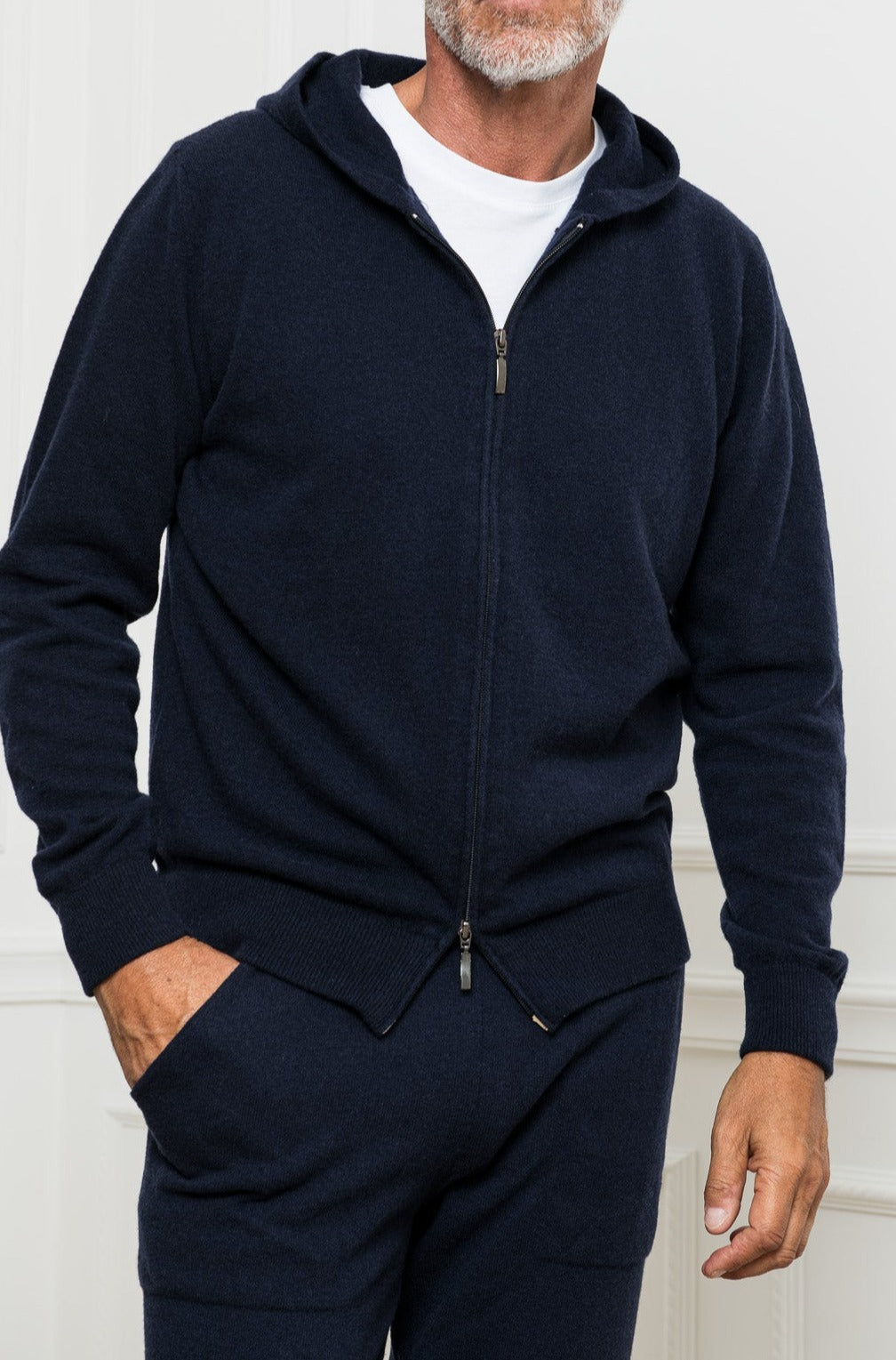 Sweat à capuche zippé Leisure Bleu - Made in Italy