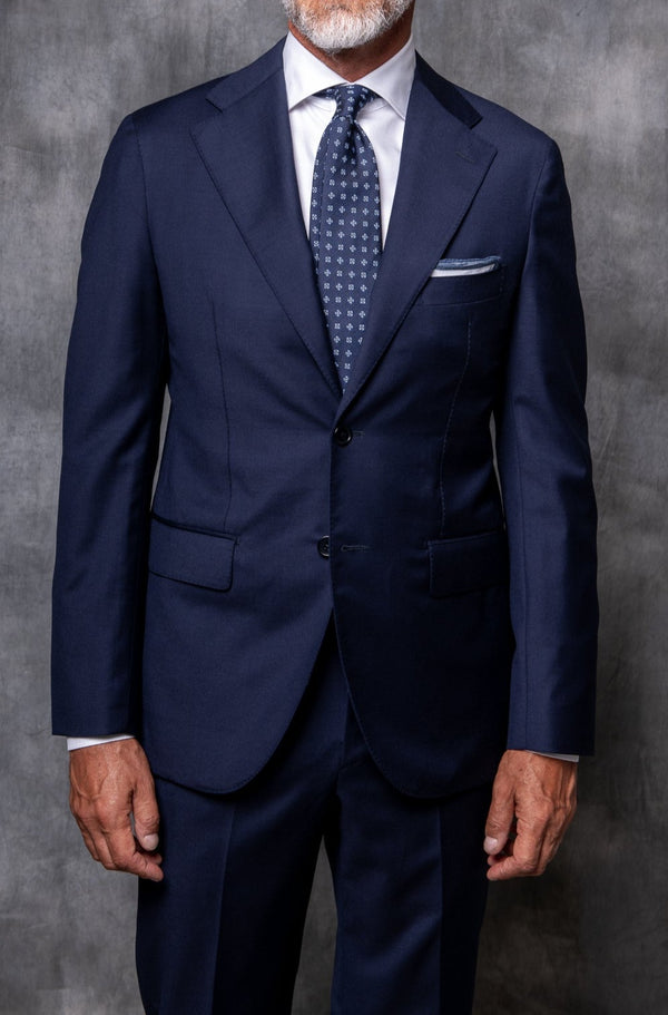 BLUE FULL CANVAS SUIT IN LORO PIANA WOOL - Made in Italy - Pini Parma