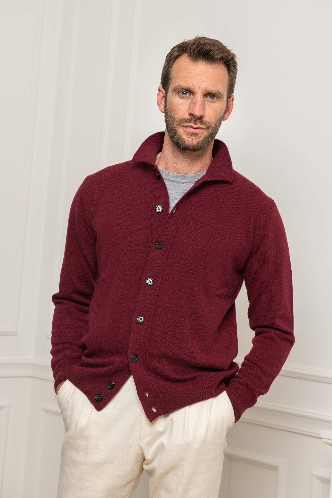 Cardigan Bordeaux – Made in Italy