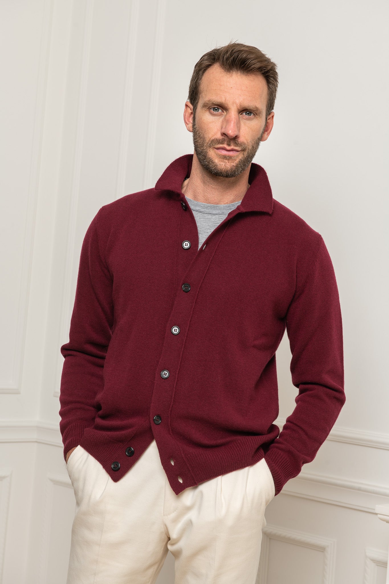 Cardigan bordeaux – Made in Italy