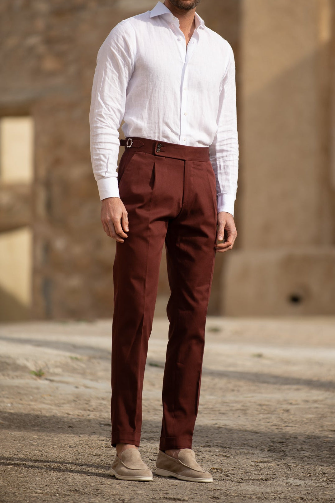 Bordeaux cotton trousers  "Soragna Capsule Collection" - Made in Italy