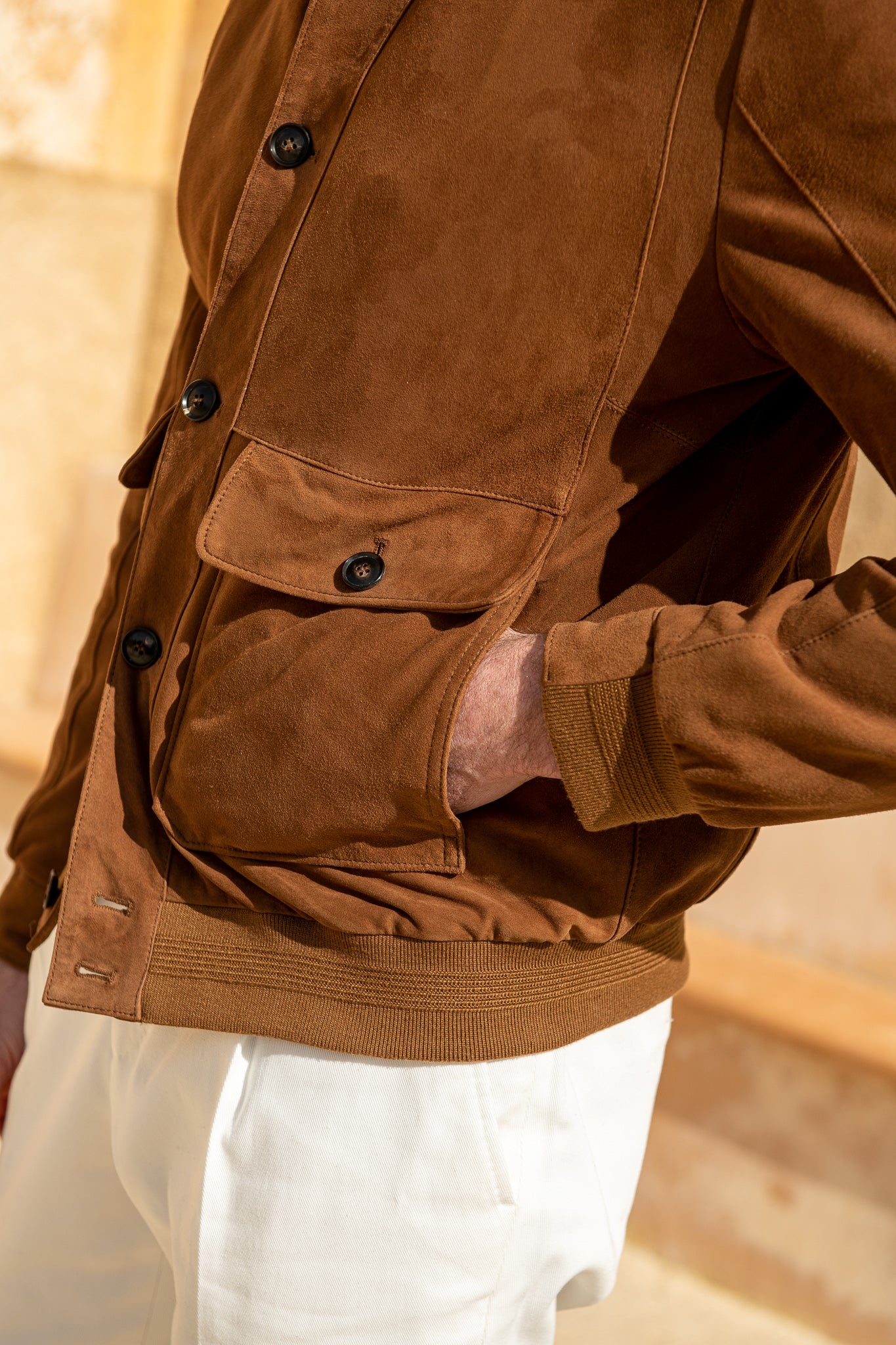 Brown suede bomber jacket – Made in Italy