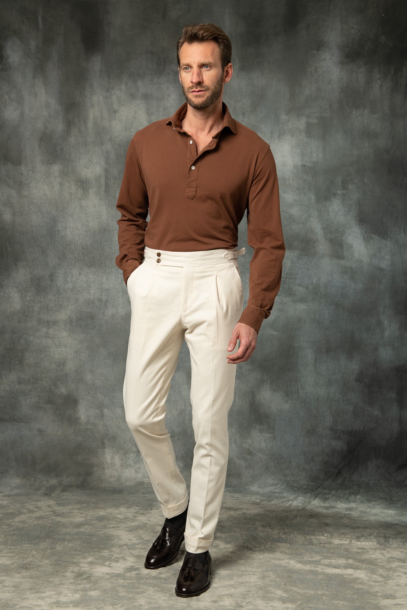 Polo popover marrone - Made in Italy