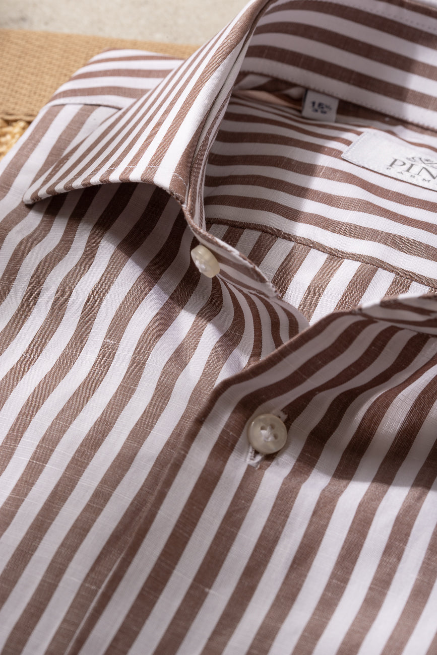 Brown striped shirt- Made in Italy