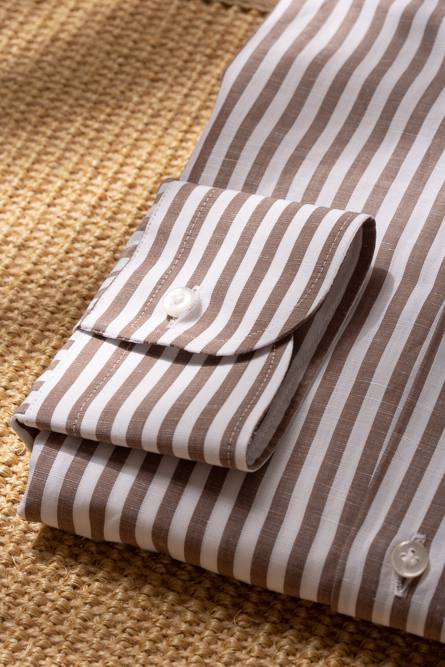 Brown striped shirt- Made in Italy