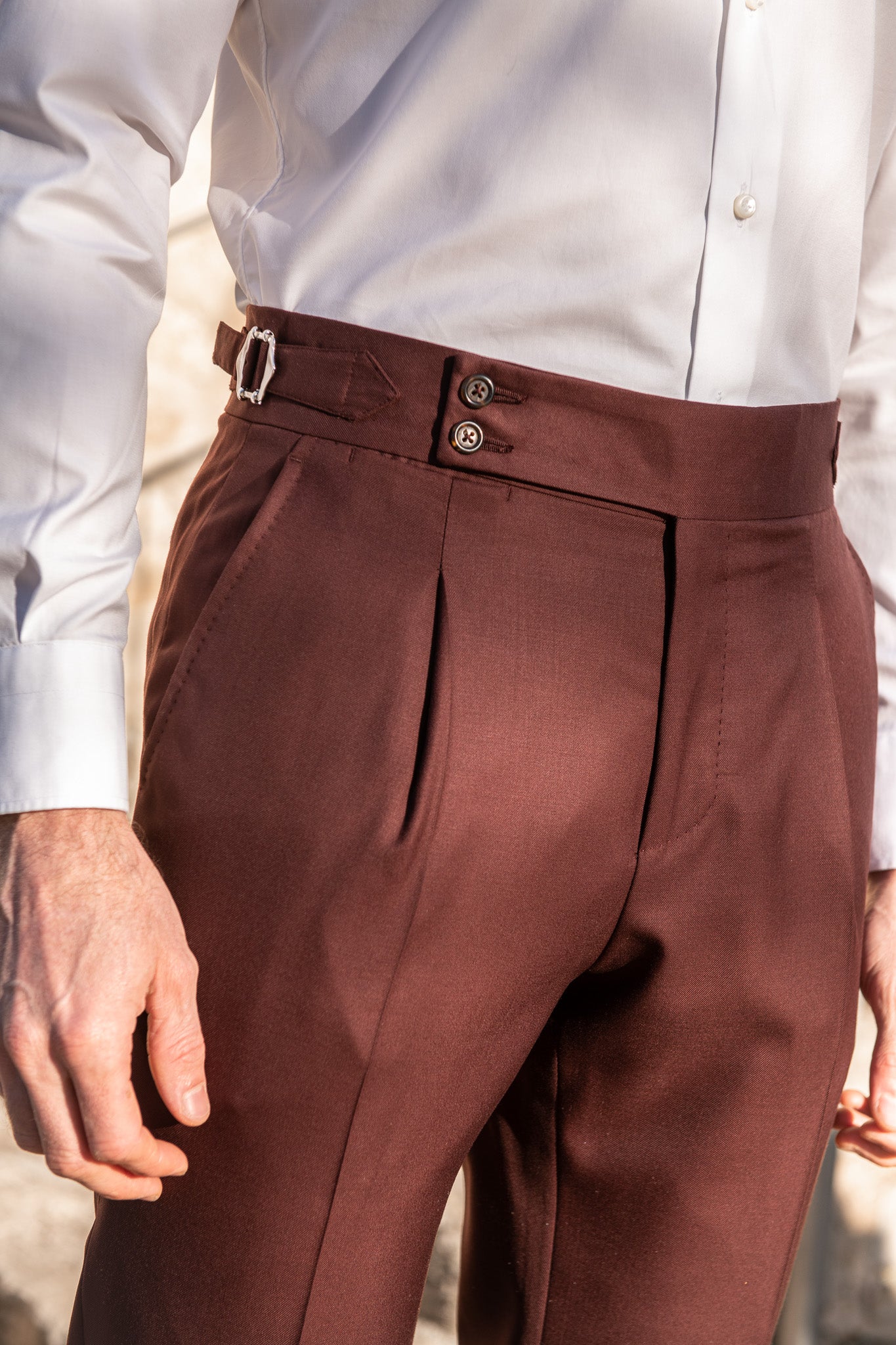 Buy BEN AMERA Men Maroon Solid Cotton Blend Trousers (30) Online at Best  Prices in India - JioMart.