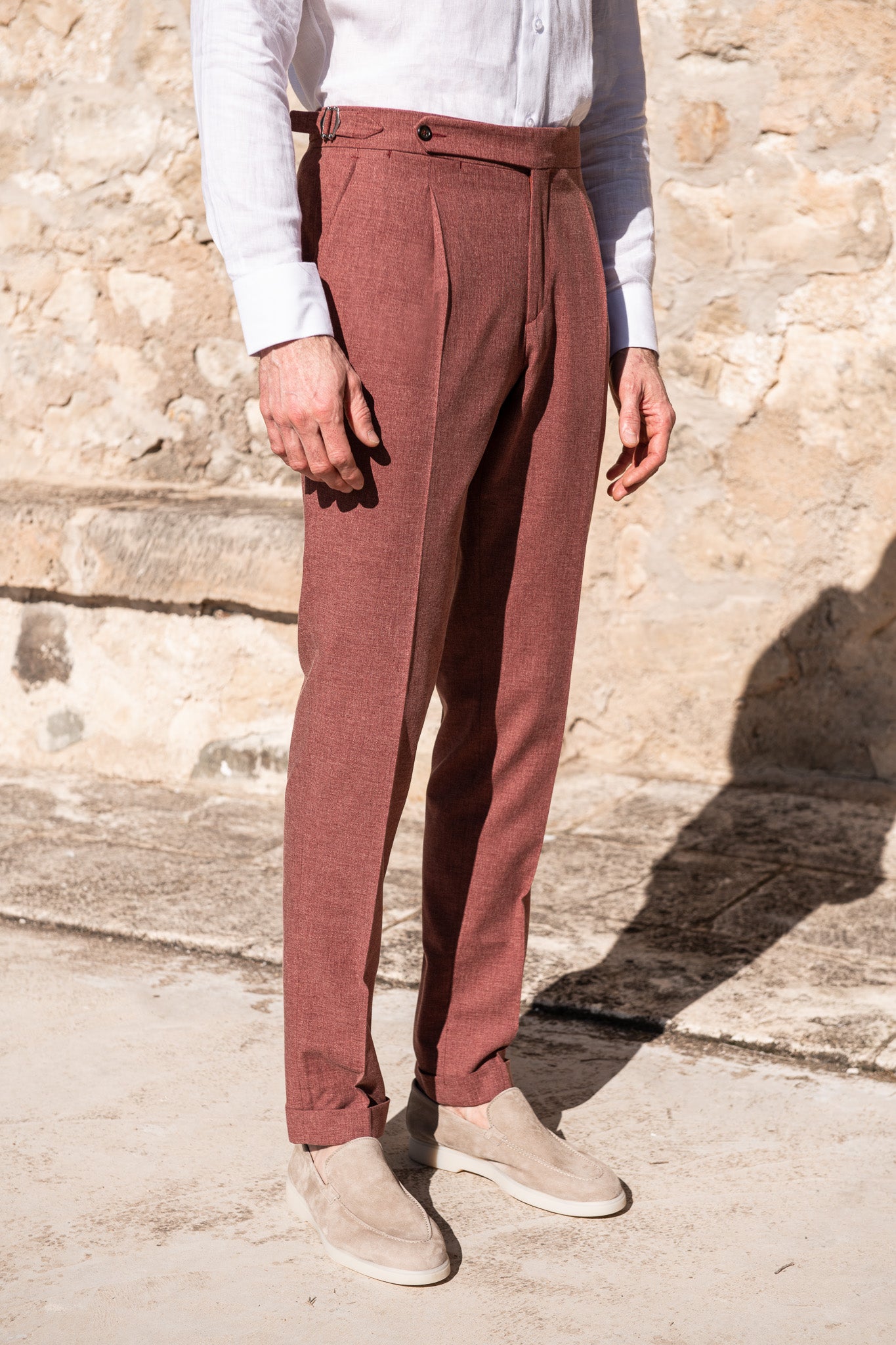 Kaki Cotton Biella Trousers - Made in Italy