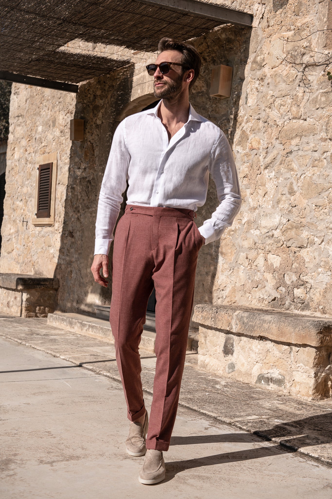 Pantaloni Biella corallo - Made in Italy