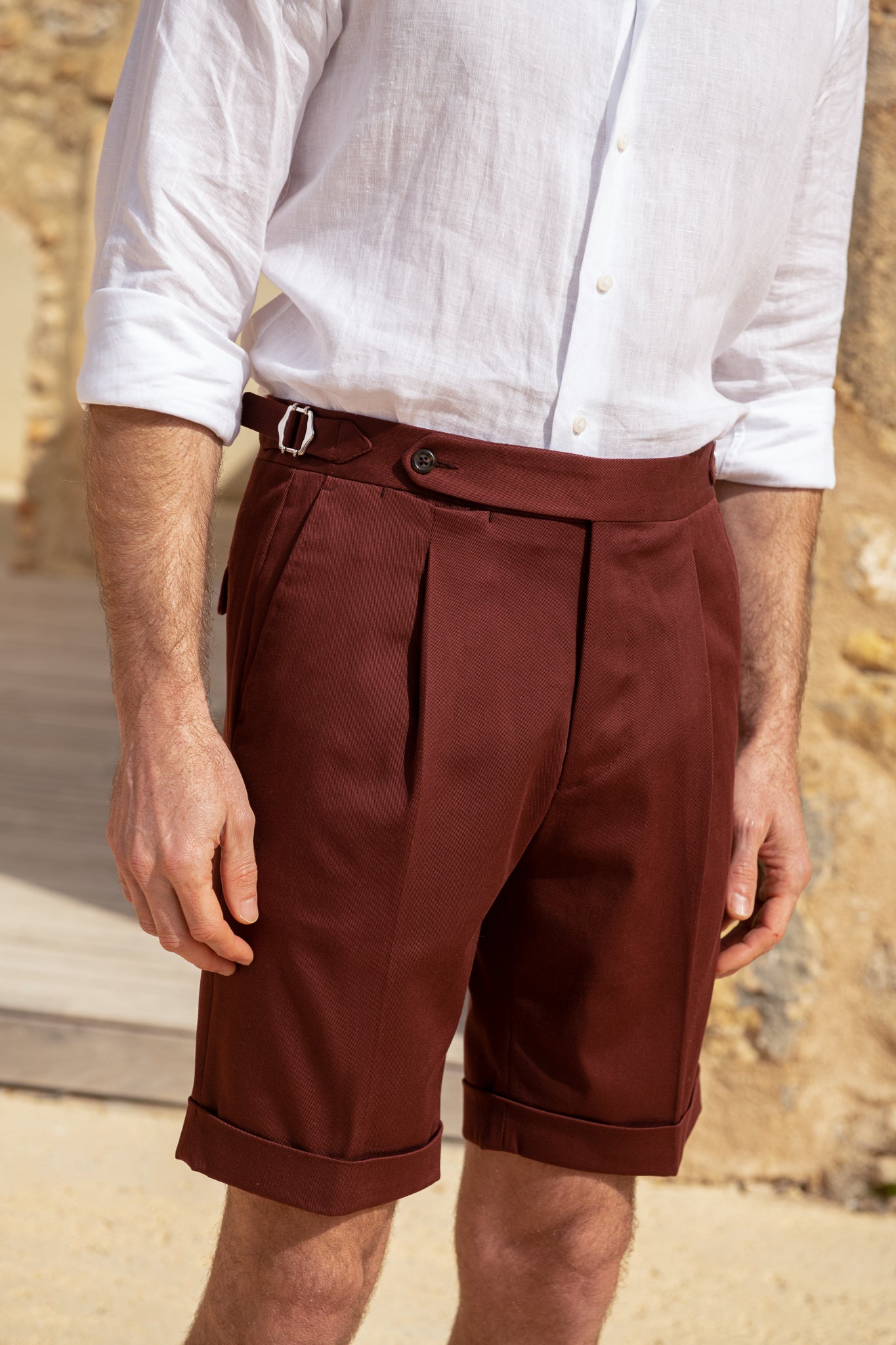 Shorts in cotone bordeaux - Made in Italy