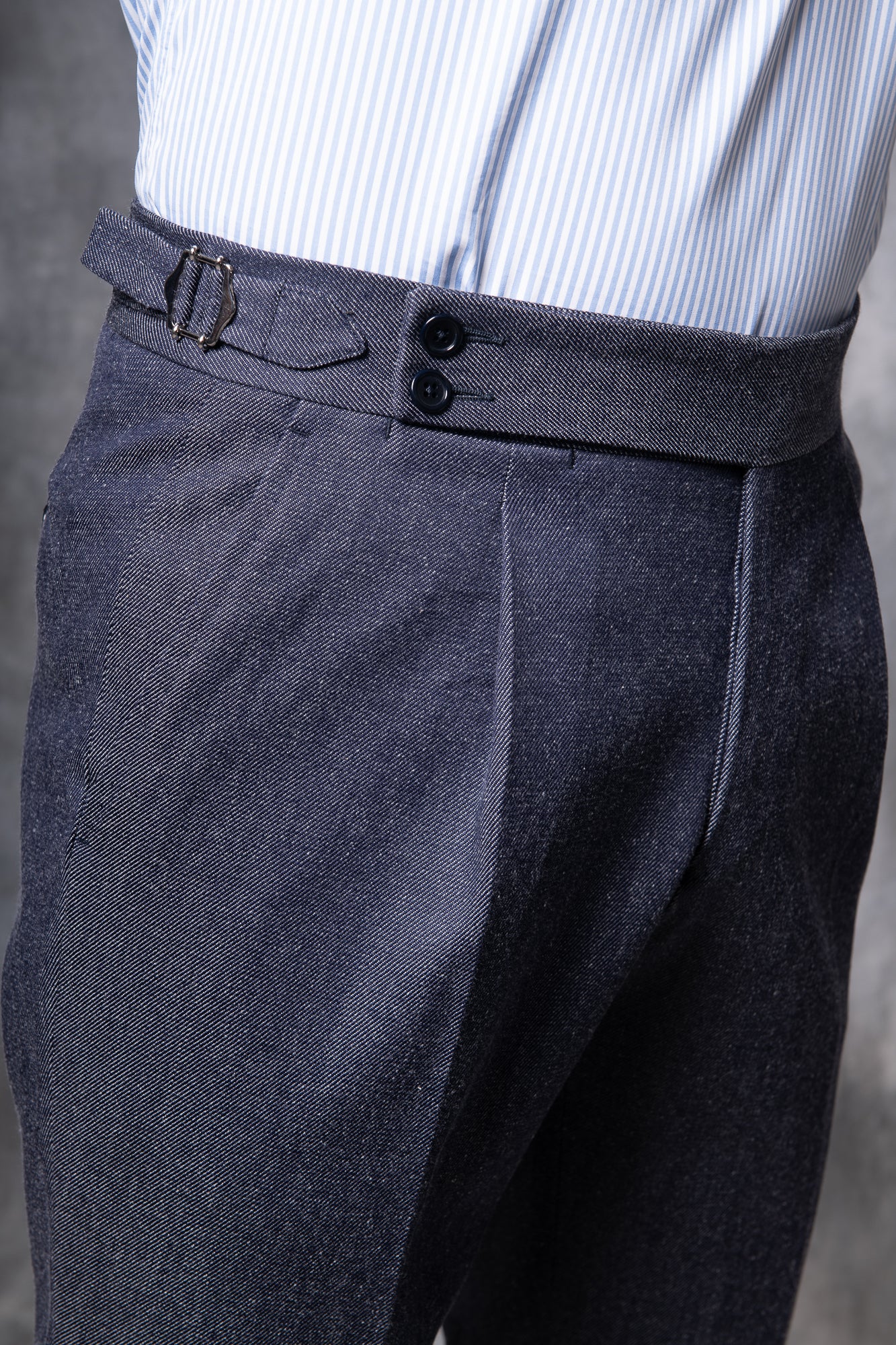 denim sartorial trousers pini parma, denim gurkha trousers, pantalon denim gurkha