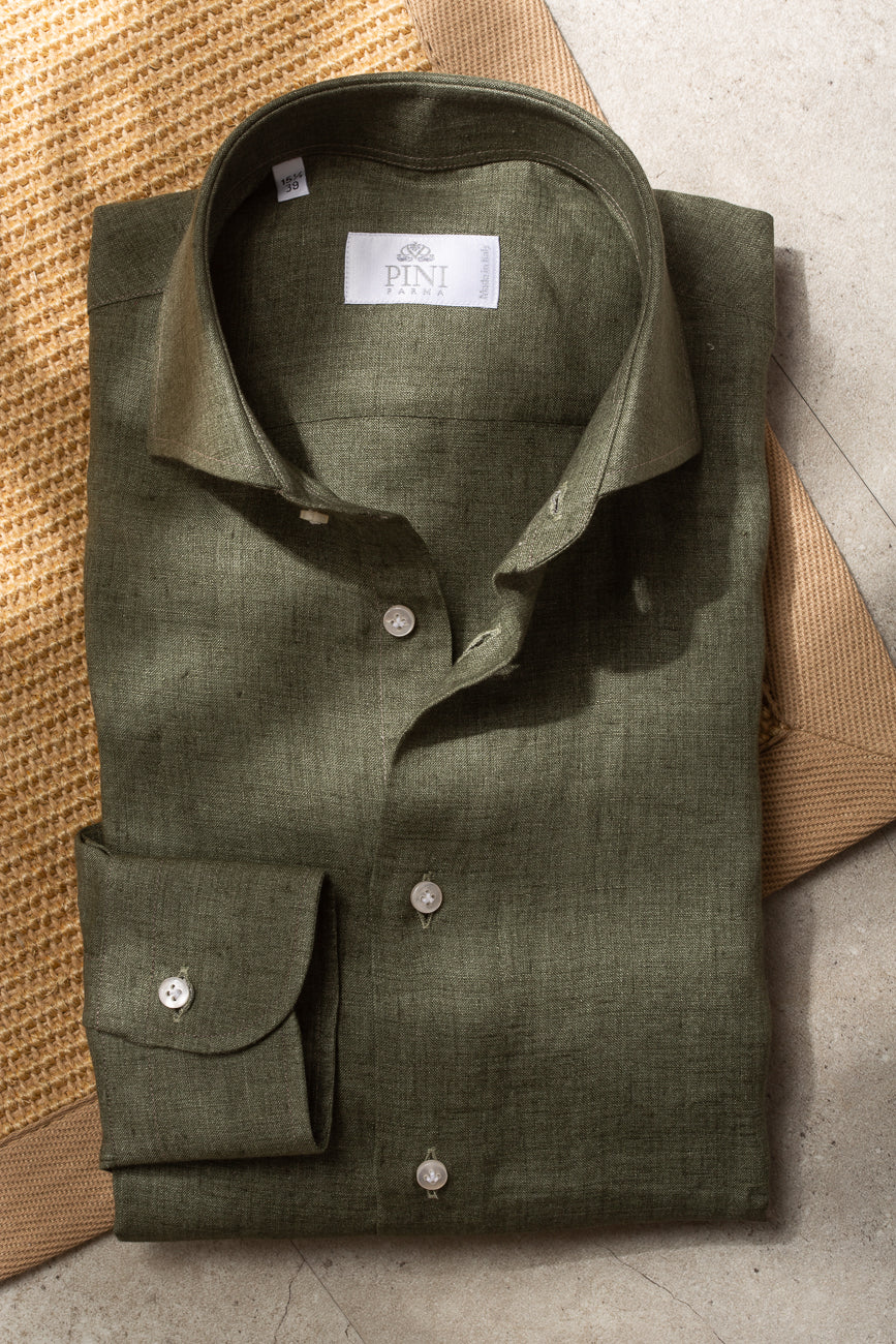 linen green shirt