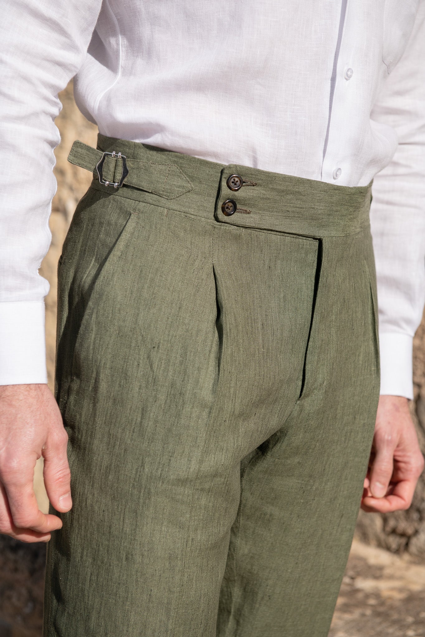 Green linen trousers Soragna Capsule Collection - Made in Italy
