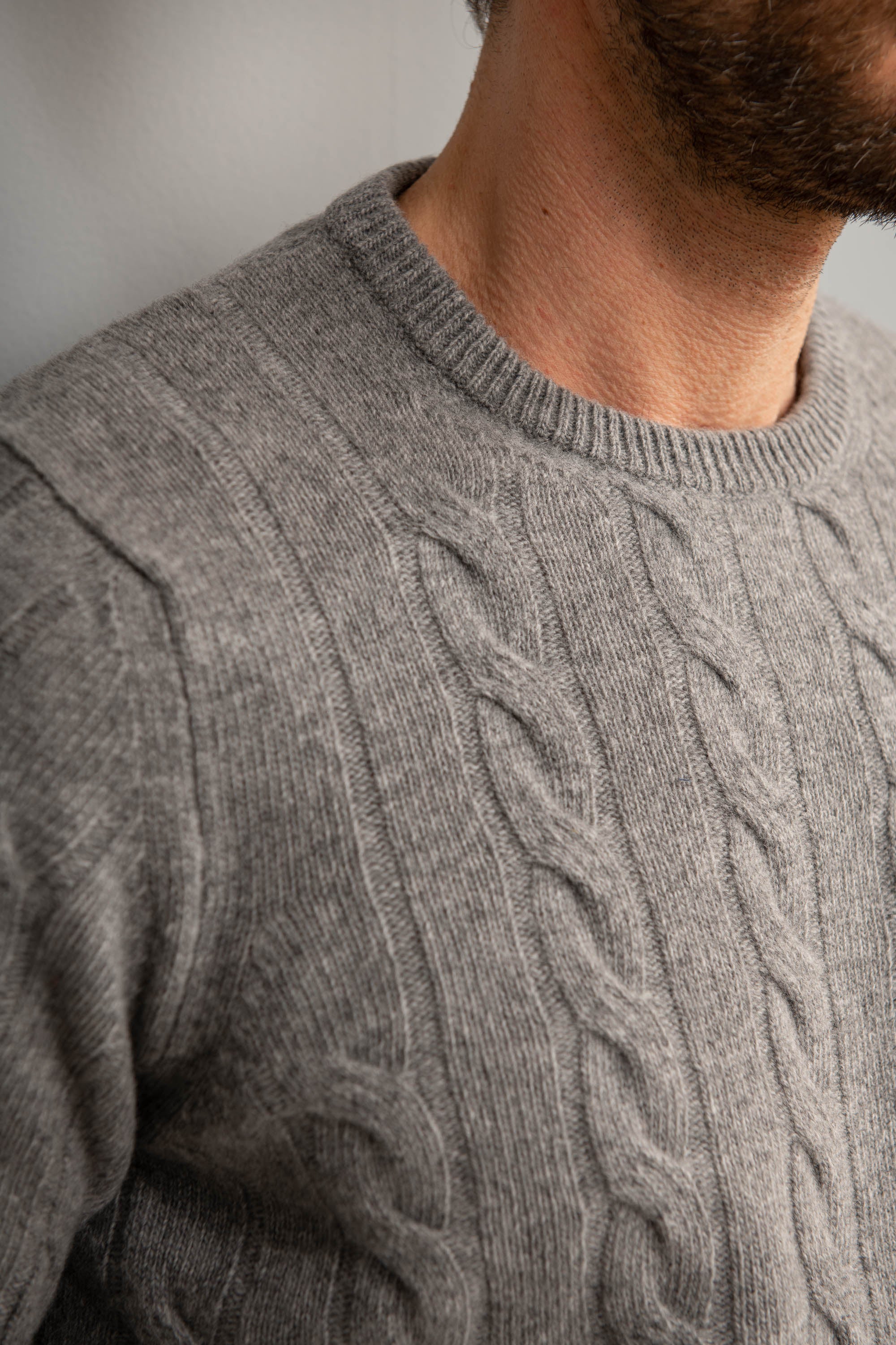 Grey cable knit sweater – Made in italy