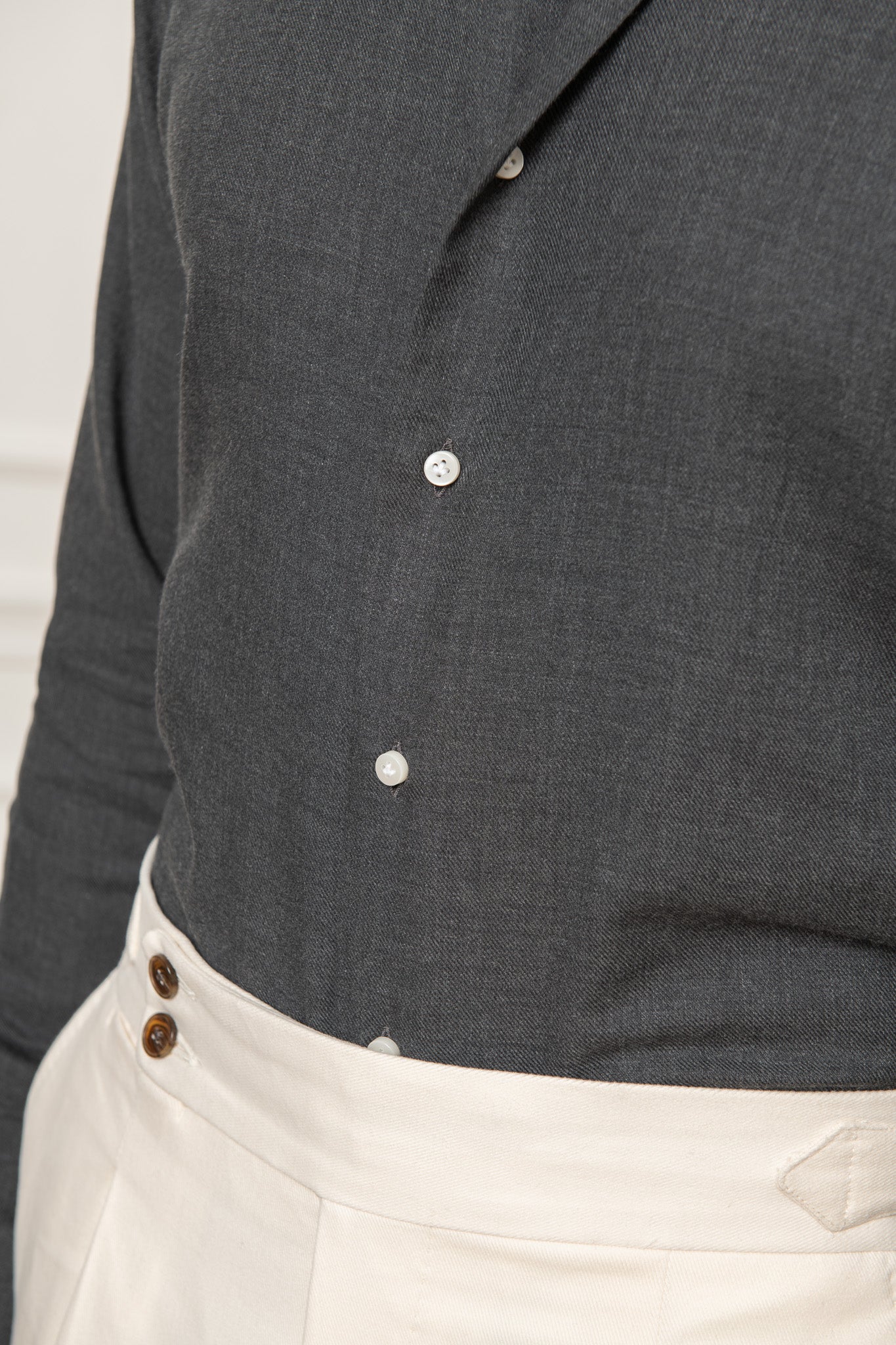Grey cashmere and cotton shirt - Made in Italy