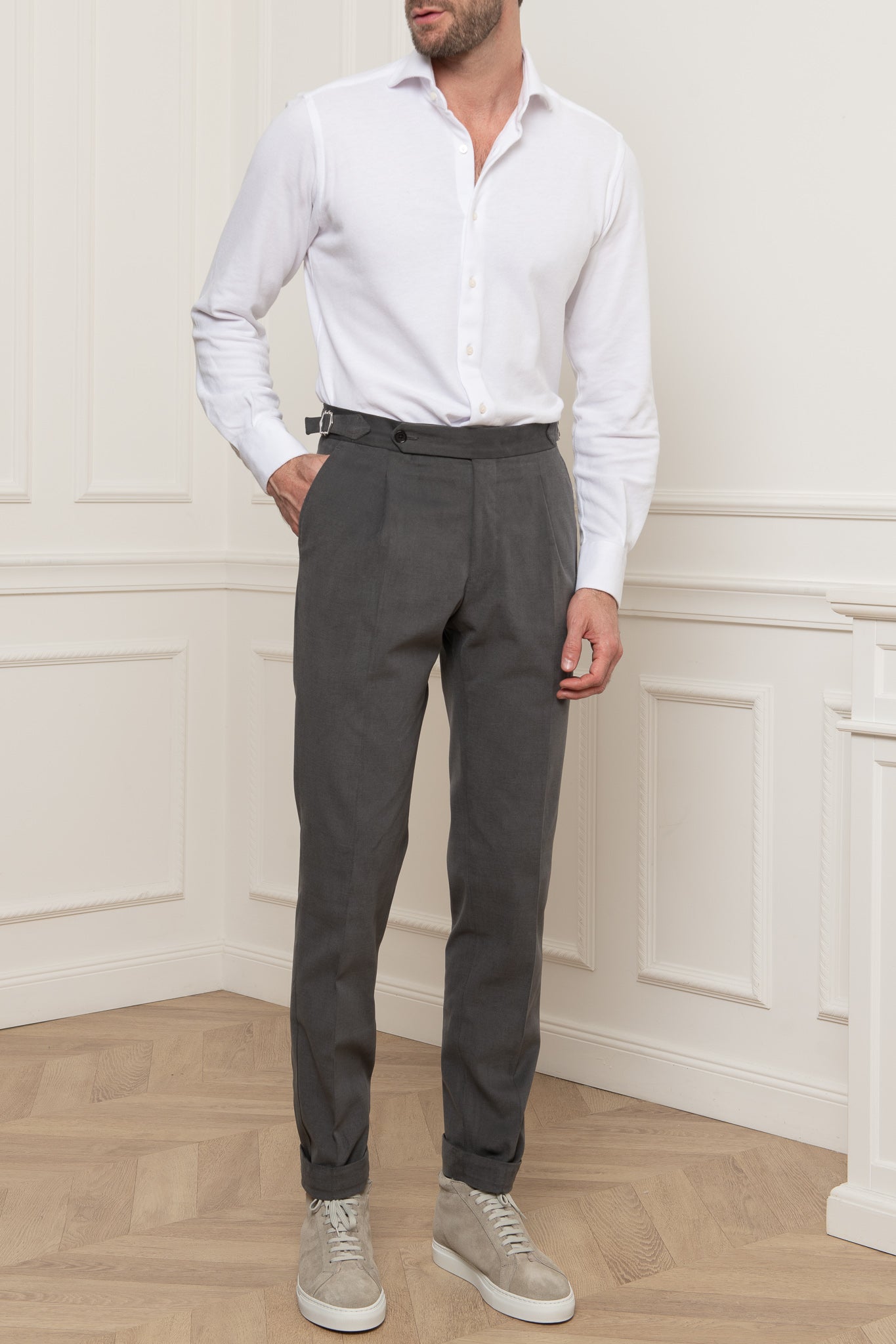 Pantalon Biella en coton gris - Made in Italy