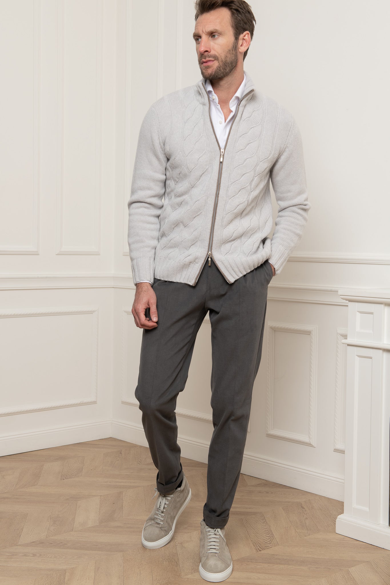 Grey Cotton Biella Trousers  - Made in Italy