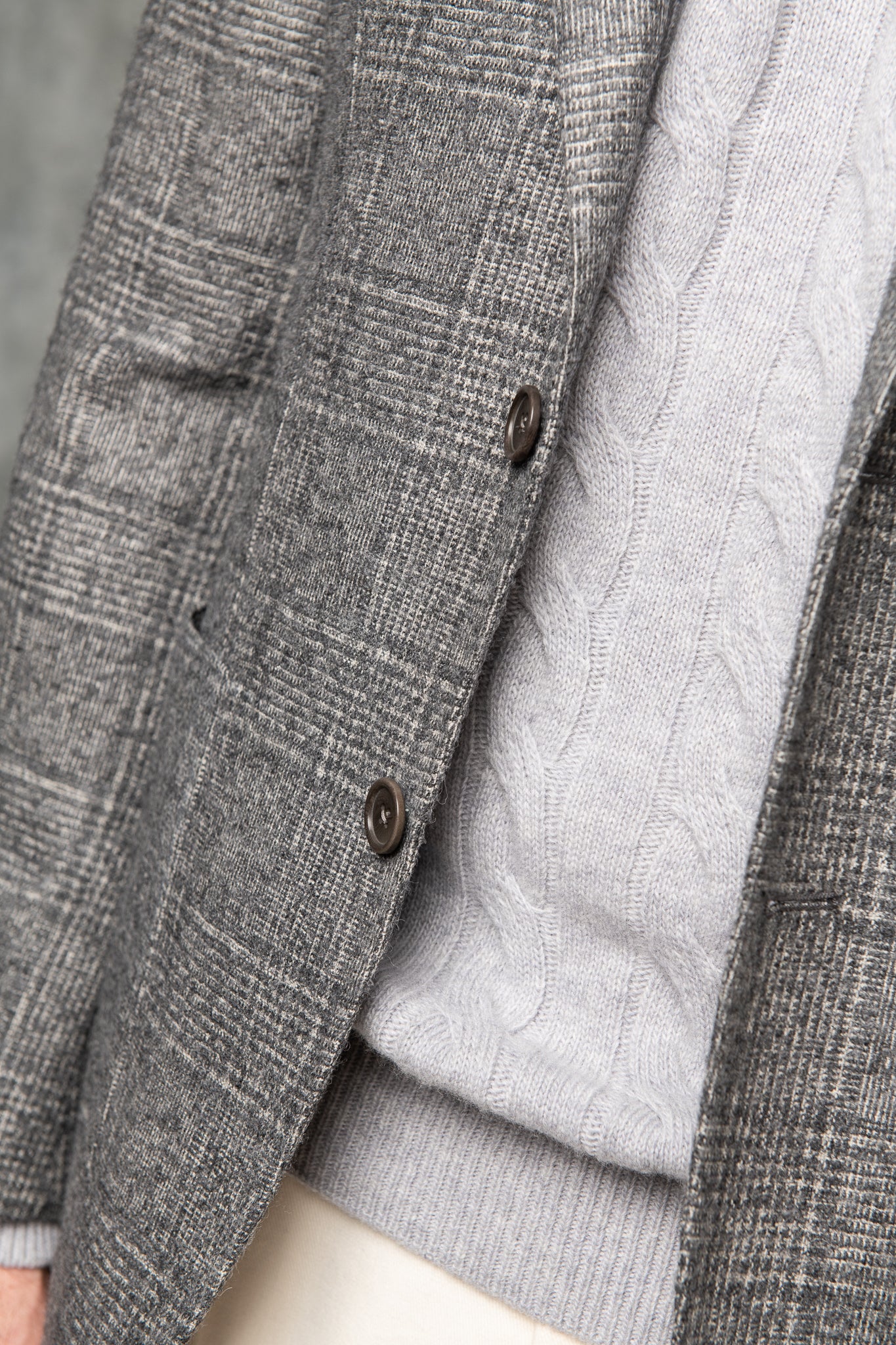 Grey Prince of Wales jacket in Loro Piana Alpaca fabric - Made in Italy