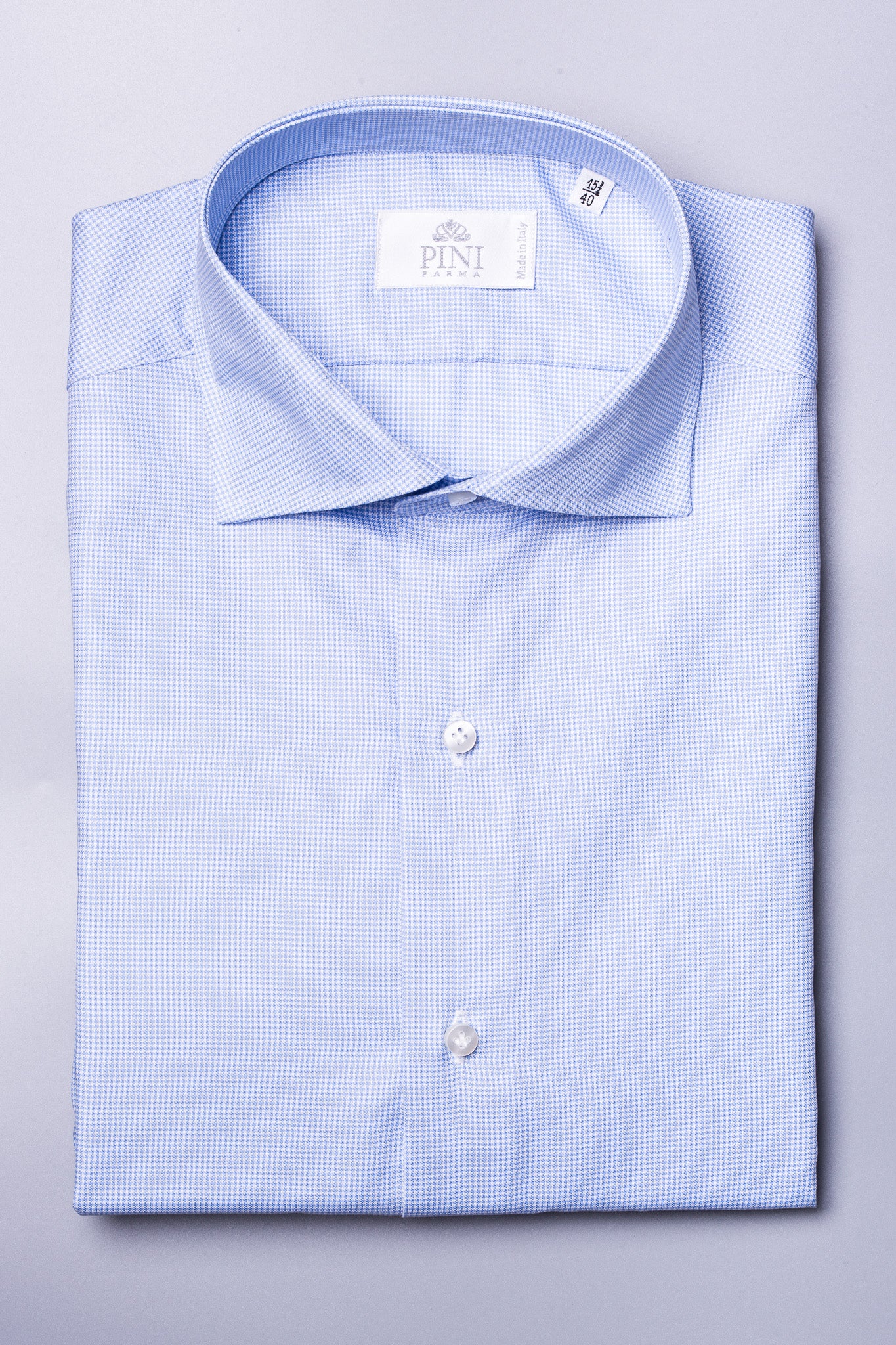 Houndstooth Light Blue Shirt - Made in Italy