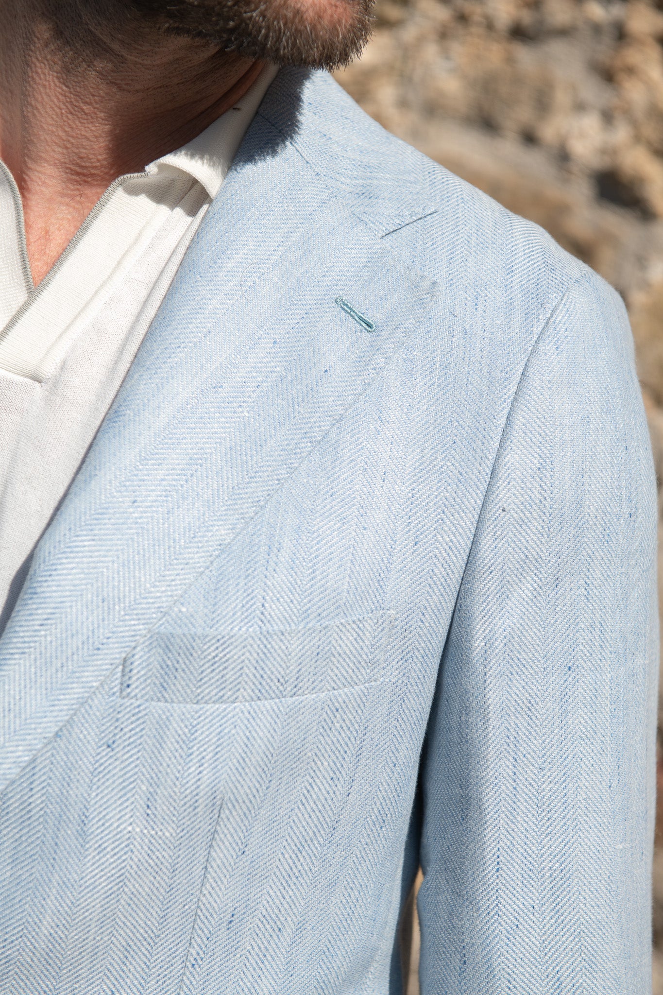 Light blue herringbone jacket  – Made in Italy