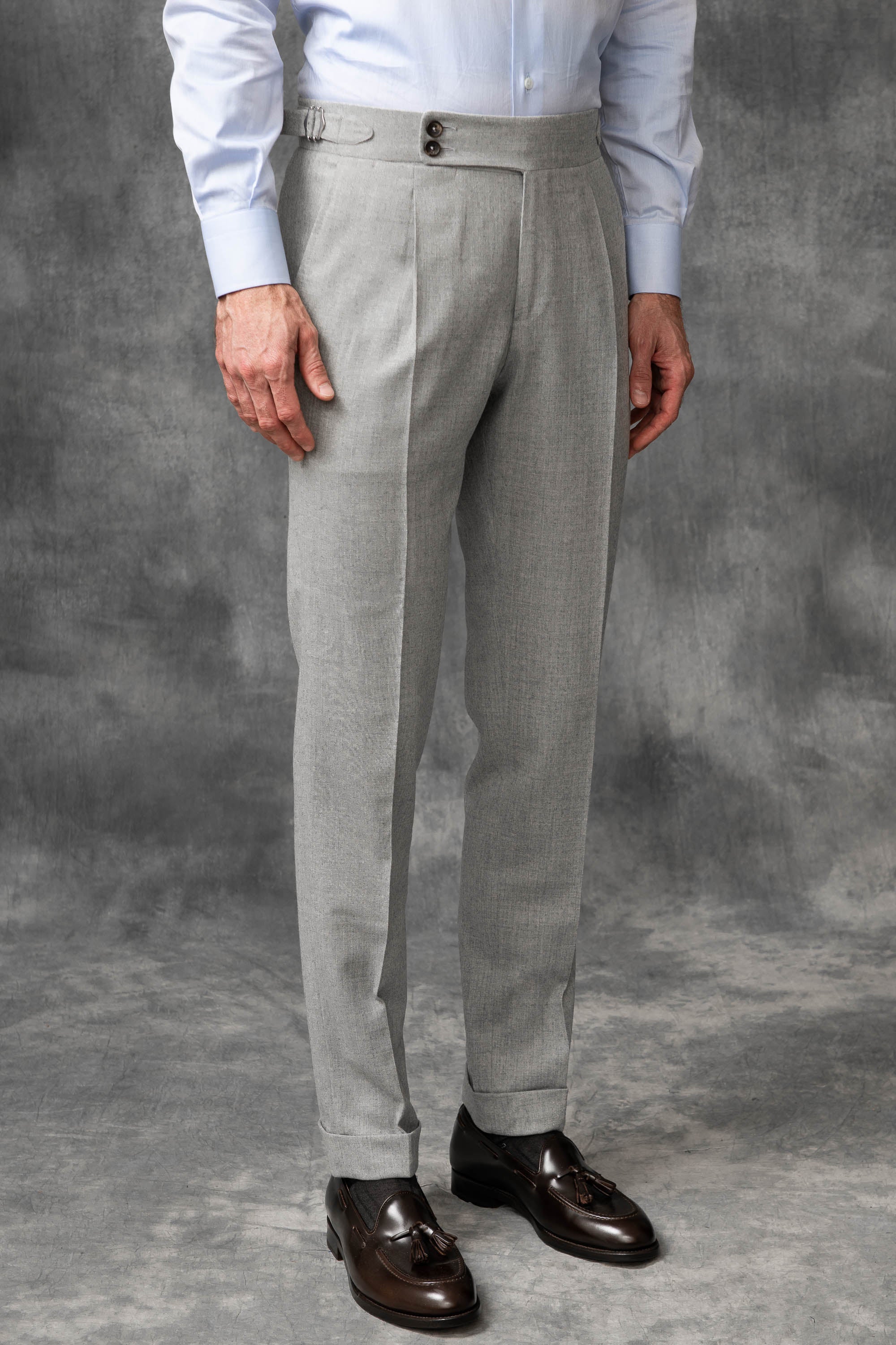 Solid High Waist Flannel Trousers  Light Grey only 52 left  Granqvist   Ties shirts and accessories