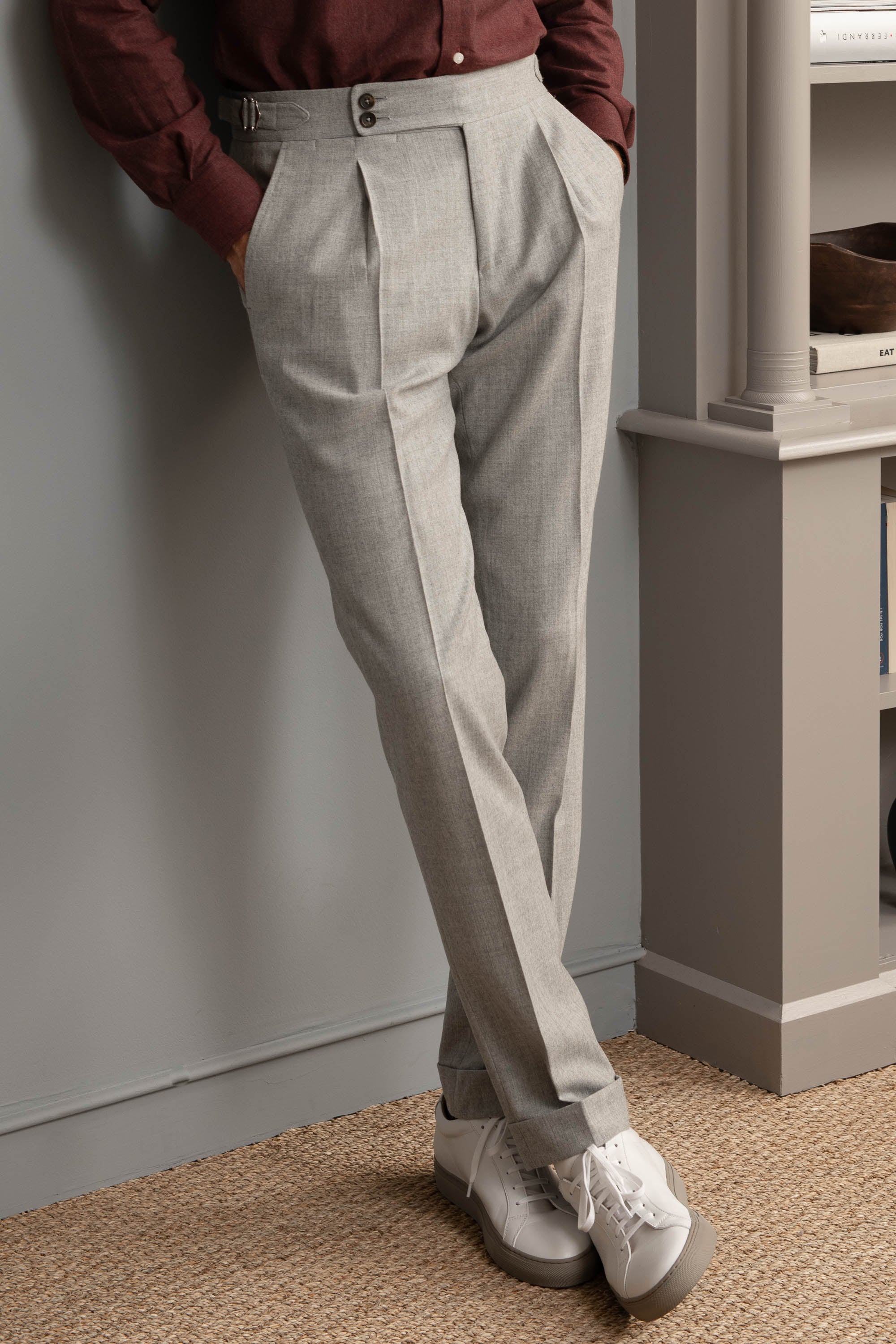 Light grey Flannel Trousers Soragna Capsule Collection  Made in Italy   Pini Parma