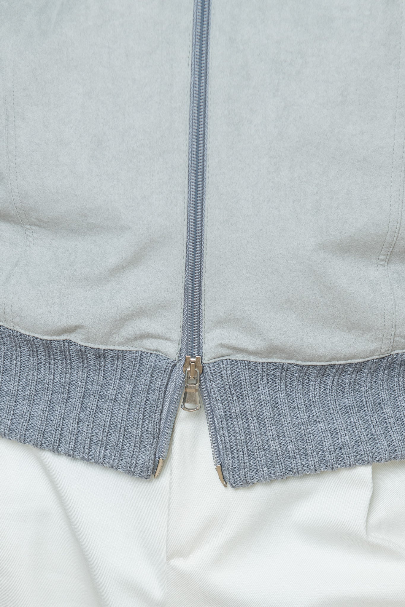 Cardigan gris et gris clair - Alcantara & laine - Made in Italy