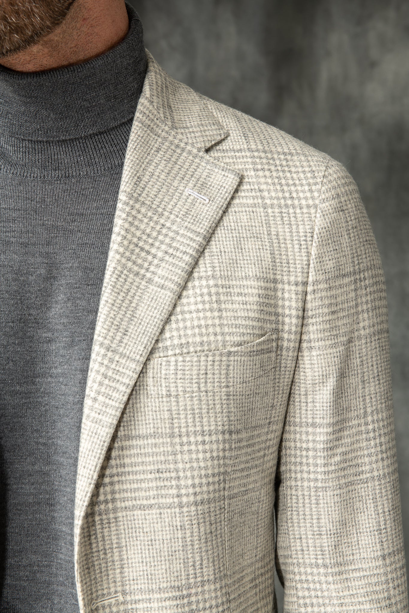 Light Grey Prince of Wales Jacket - Made in Italy