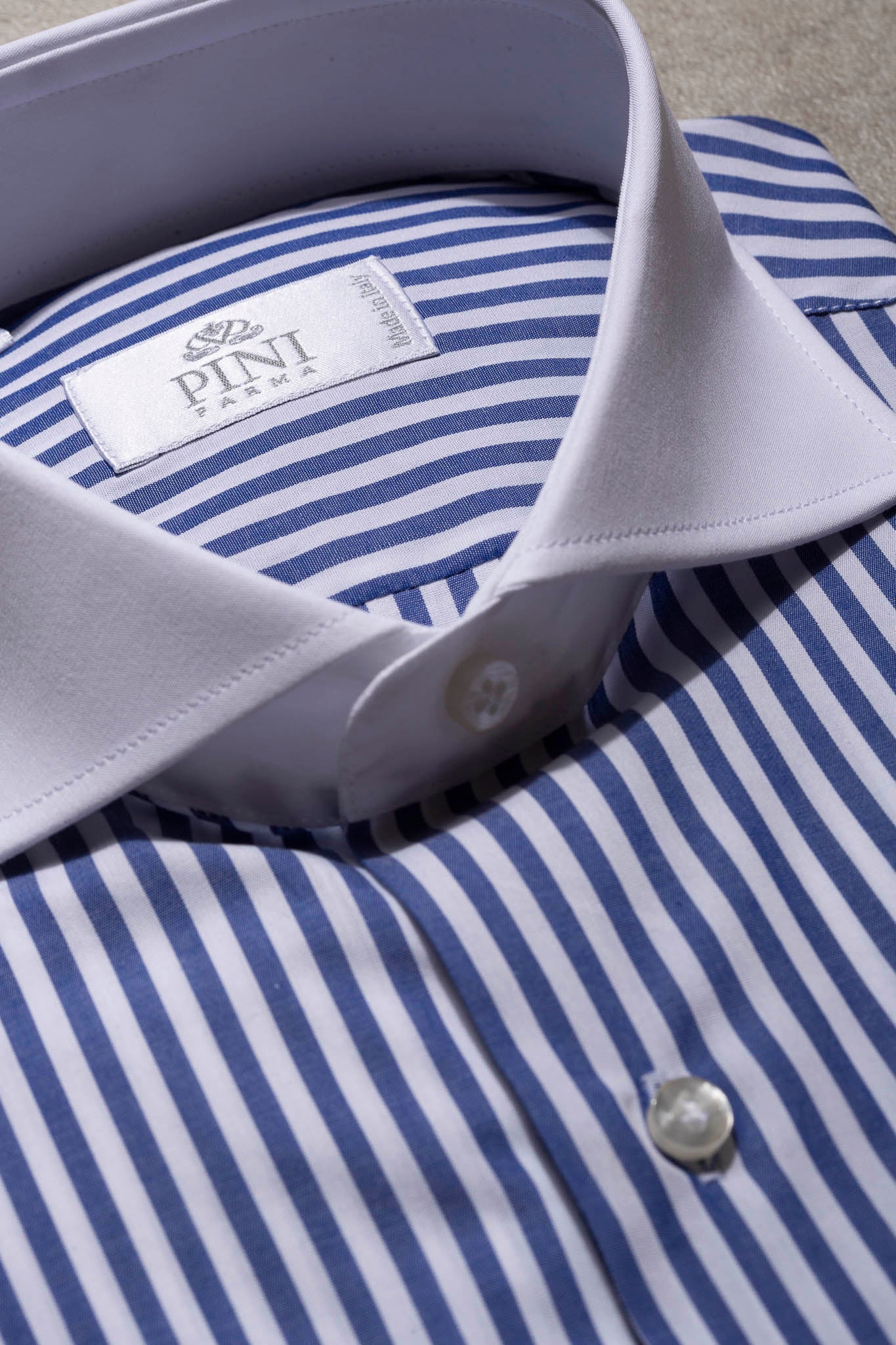 Blue striped white collar shirt Limited Edition - Made in Italy