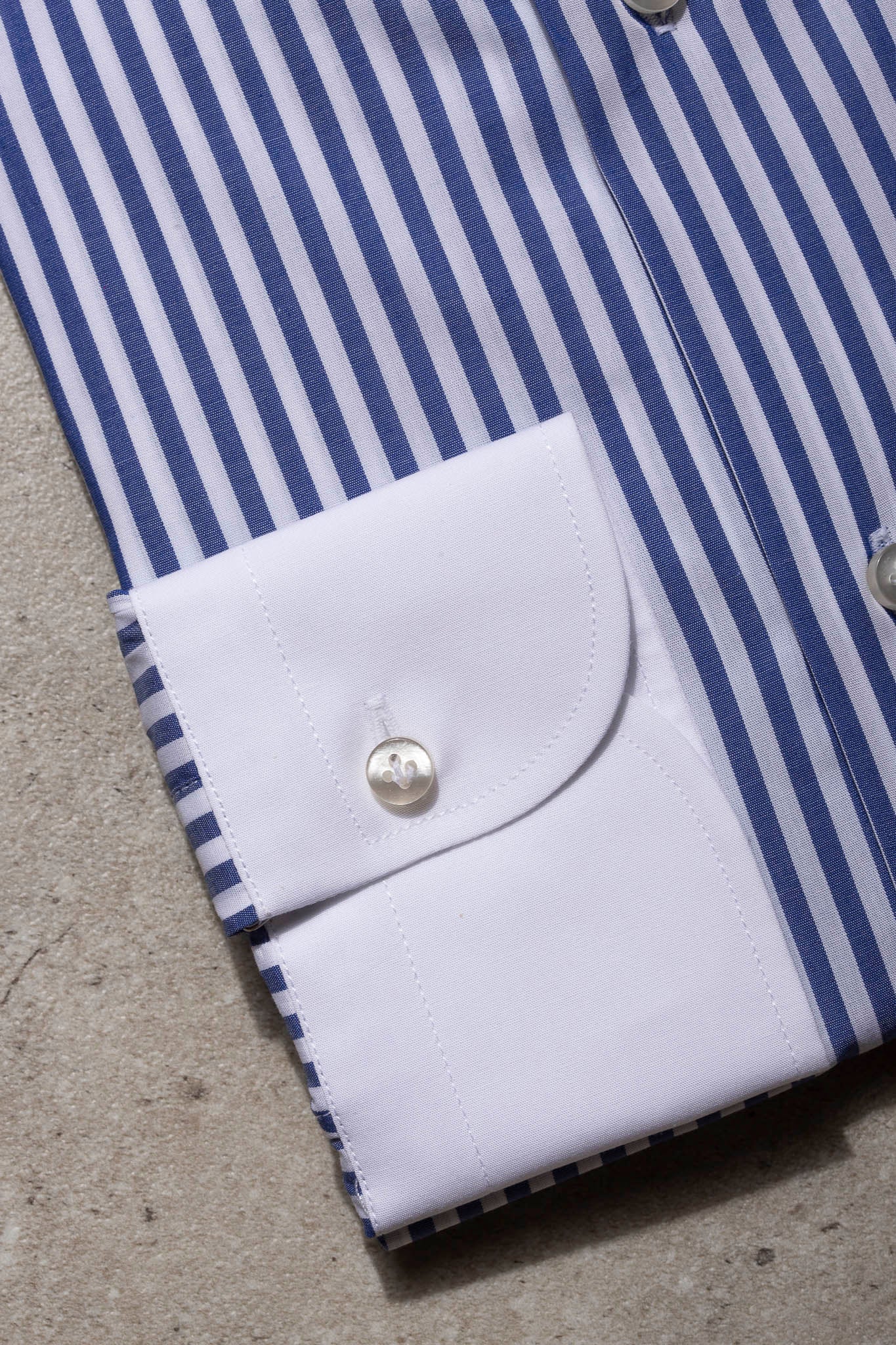 Camicia a righe blu con colletto bianco Limited Edition Made in Ital