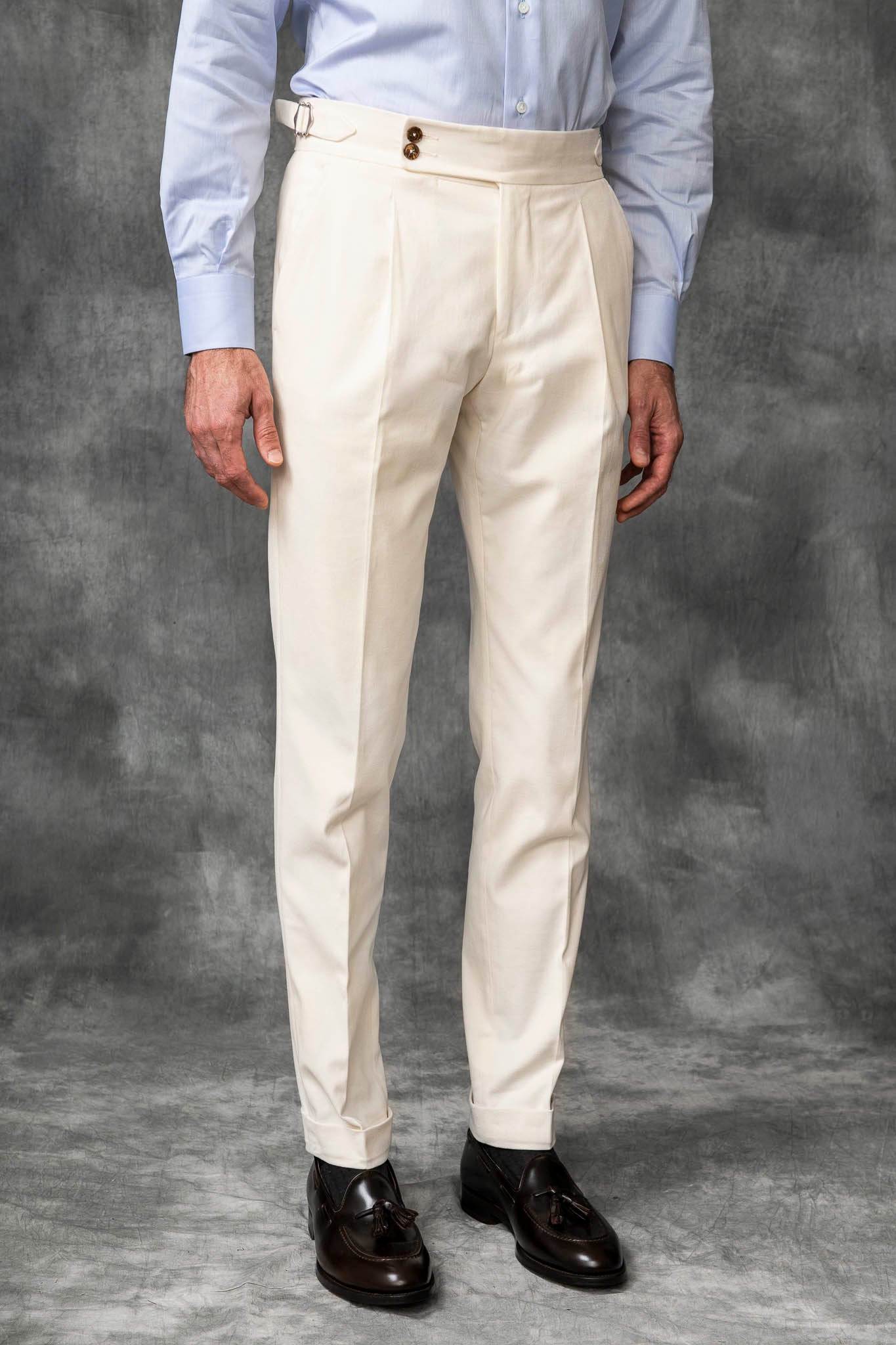 white gurkha cotton trousers, pantalon blanc gurkha, winter cotton trousers white