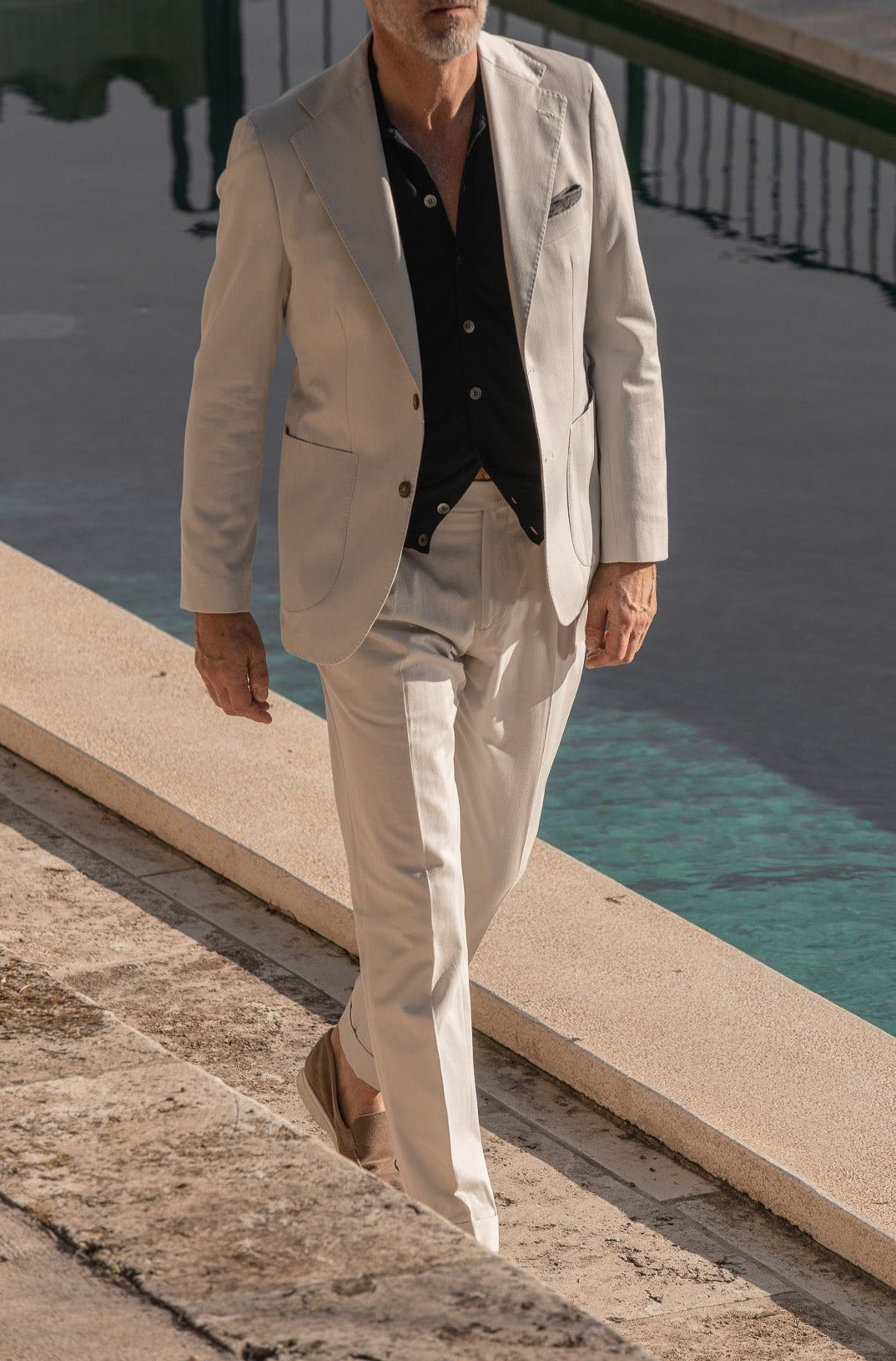 Off-white cotton and cashmere suit - Made in Italy
