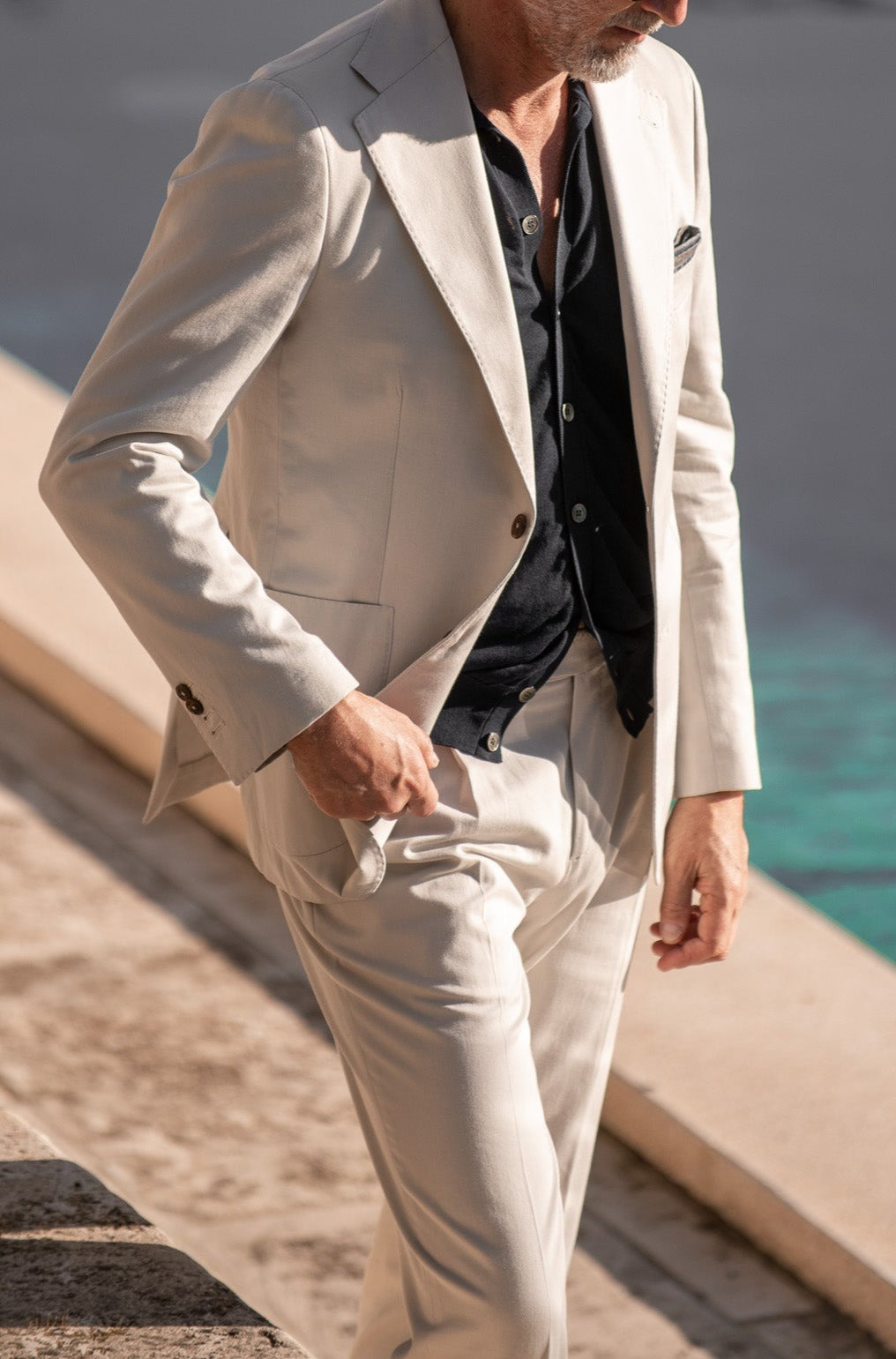 Off-white cotton and cashmere suit - Made in Italy