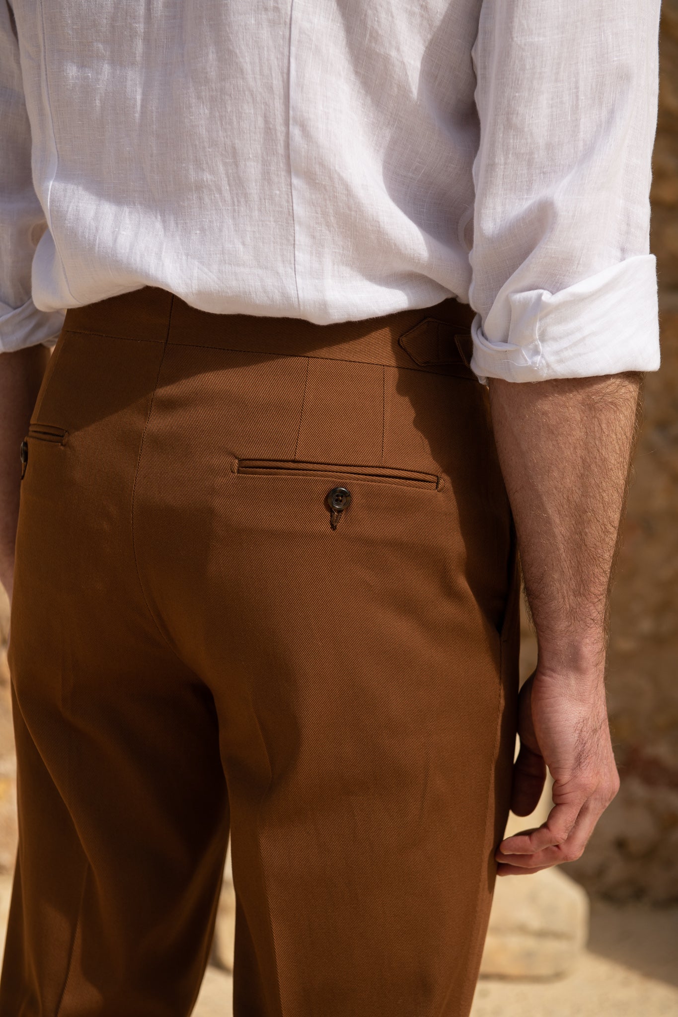 Cognac cotton trousers "Soragna Capsule Collection" - Made in Italy