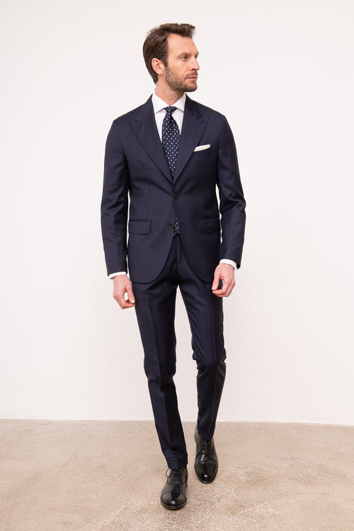 BLUE FULL CANVAS SUIT IN LORO PIANA WOOL - Made in Italy