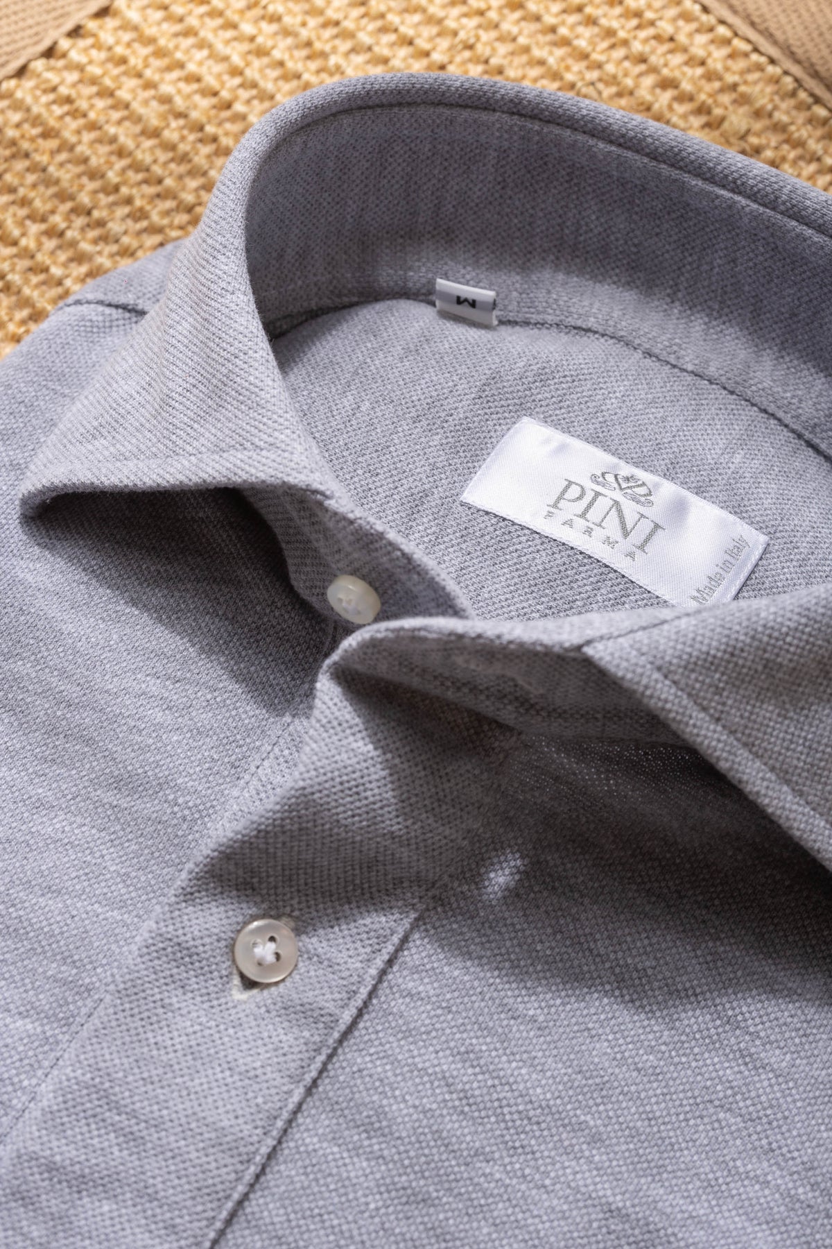 Grey popover polo shirt - Made in Italy