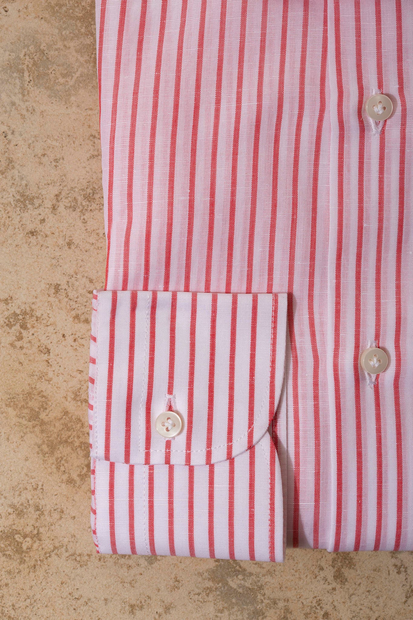 Red linen and cotton Striped Shirt - Made in Italy