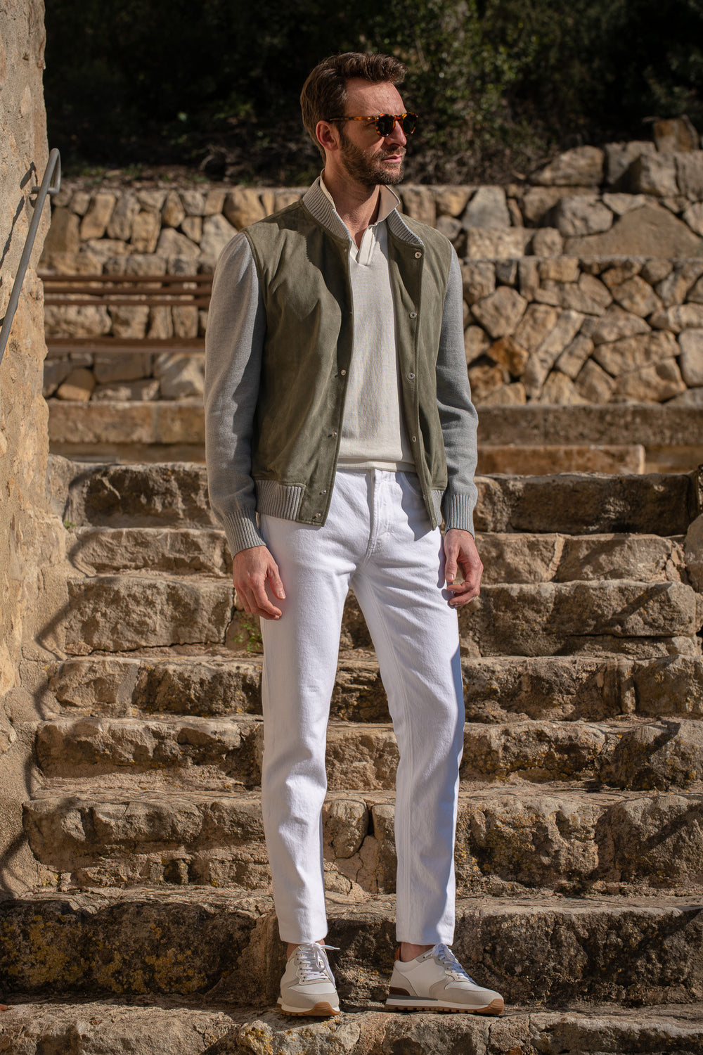 Bomber en tricot suédé Sauge – Made in Italy