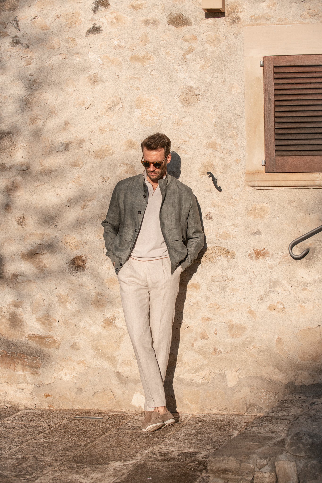 Sage linen bomber jacket – Made in Italy