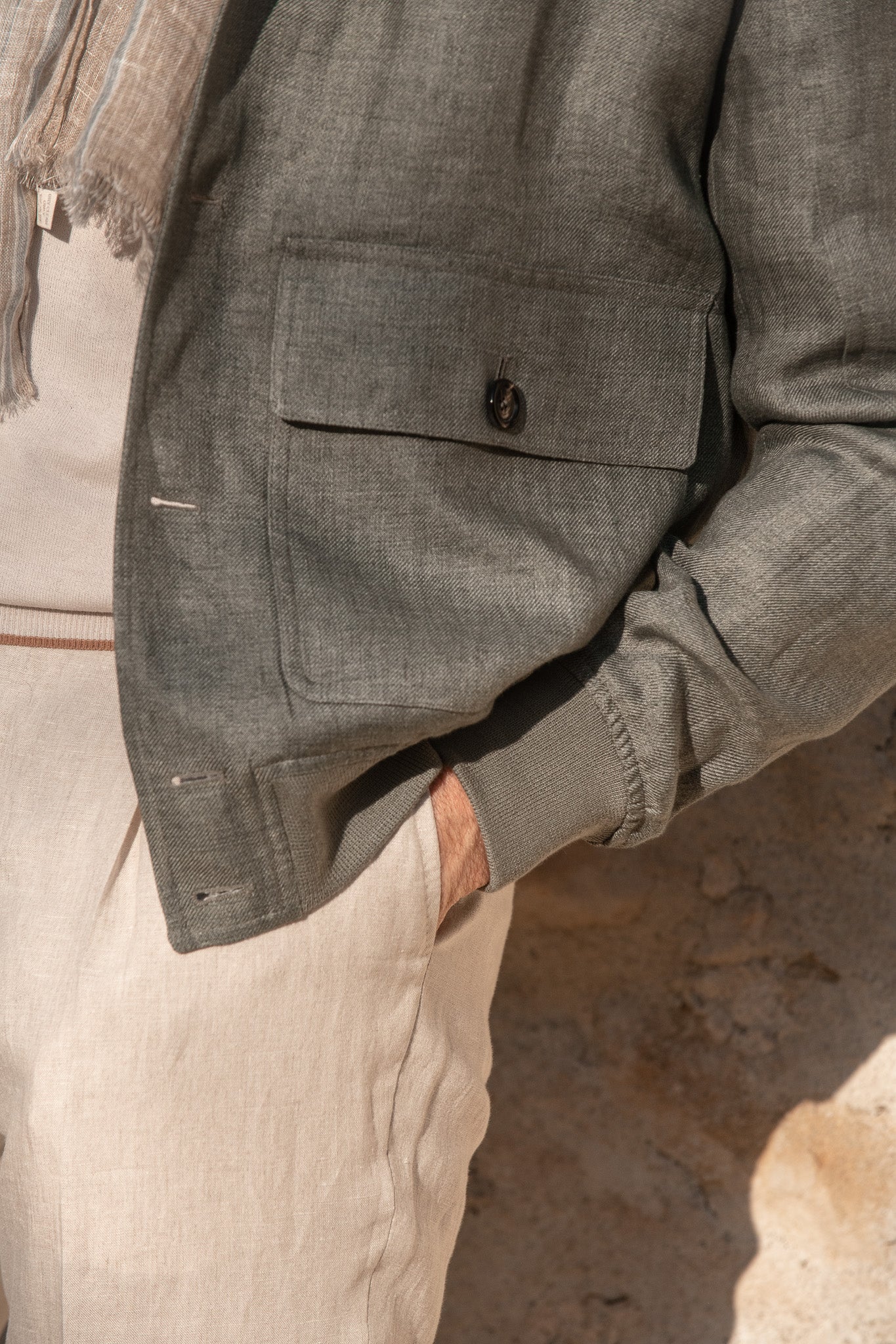 Bomber en lin Sauge – Made in Italy