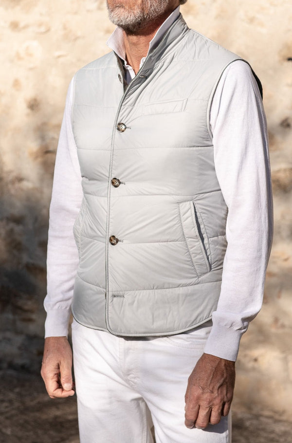Gilet reversibile in piumino di lino Salvia – Made in Italy