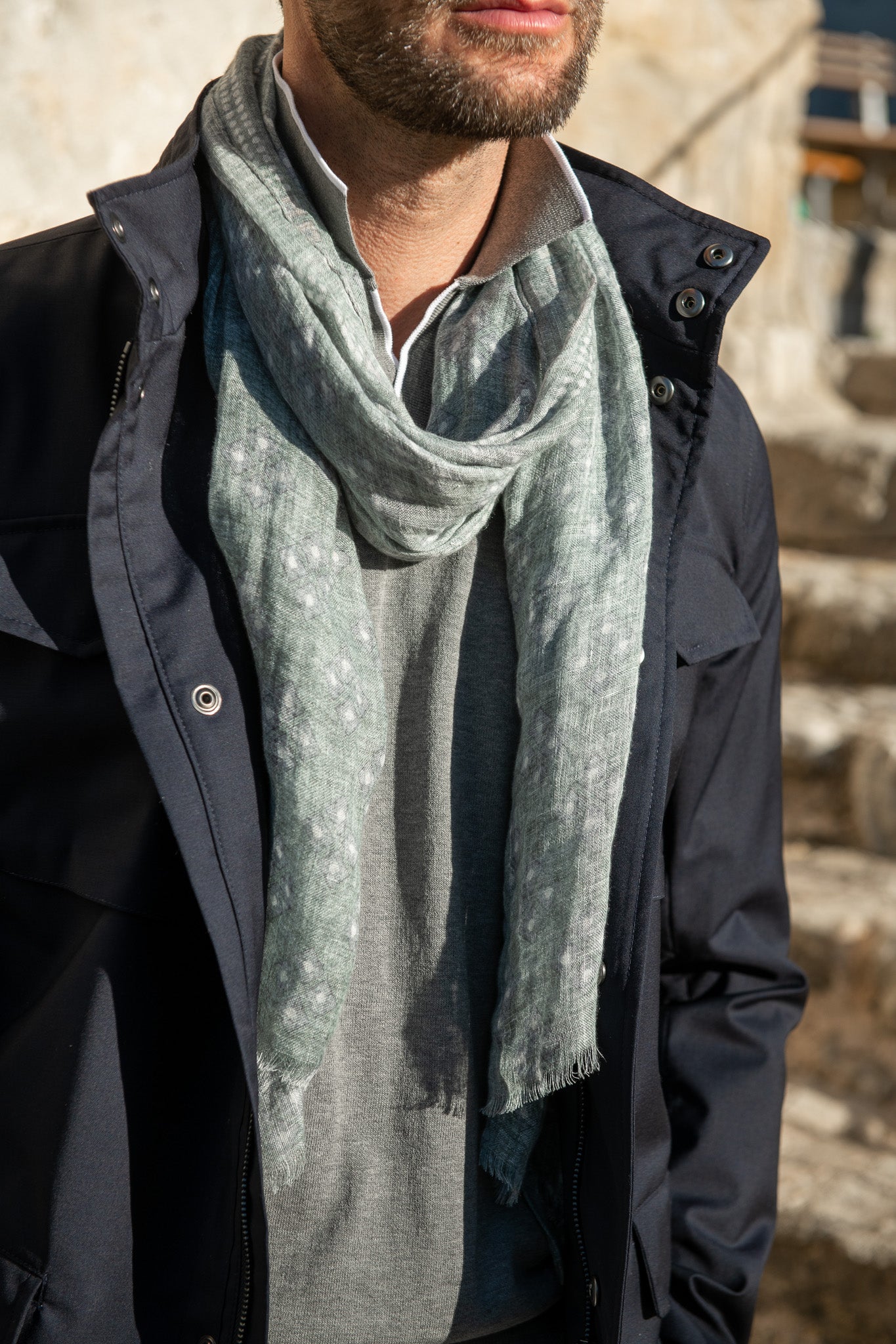 Sage linen scarf - Made in Italy