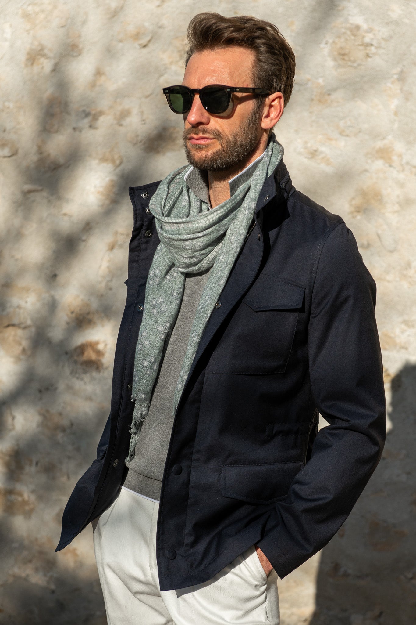Sage linen scarf - Made in Italy