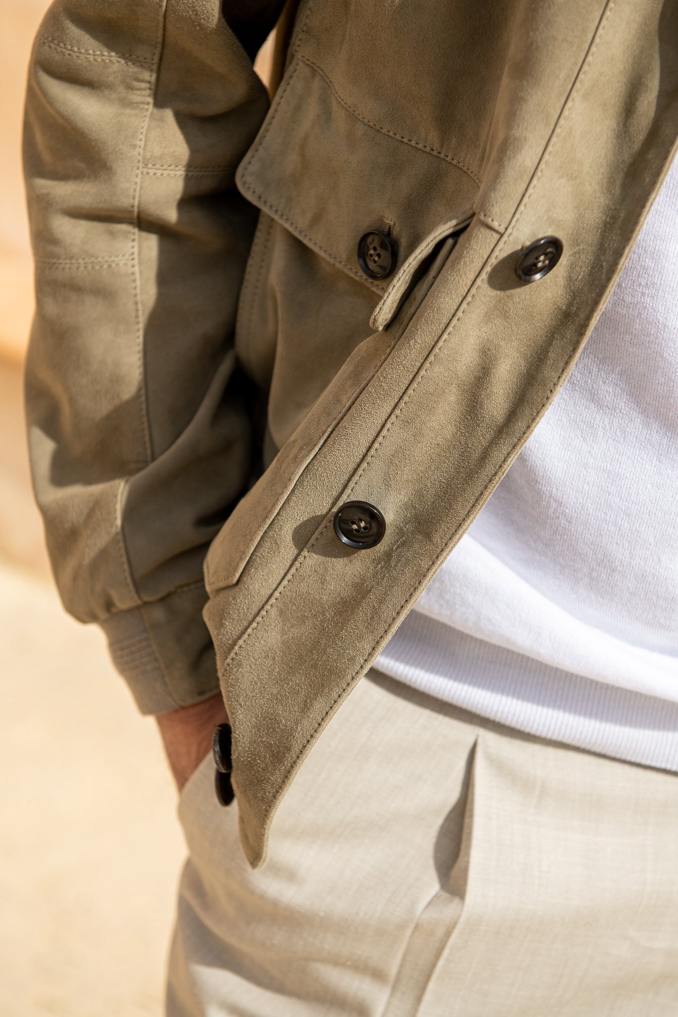 Sage suede bomber jacket – Made in Italy
