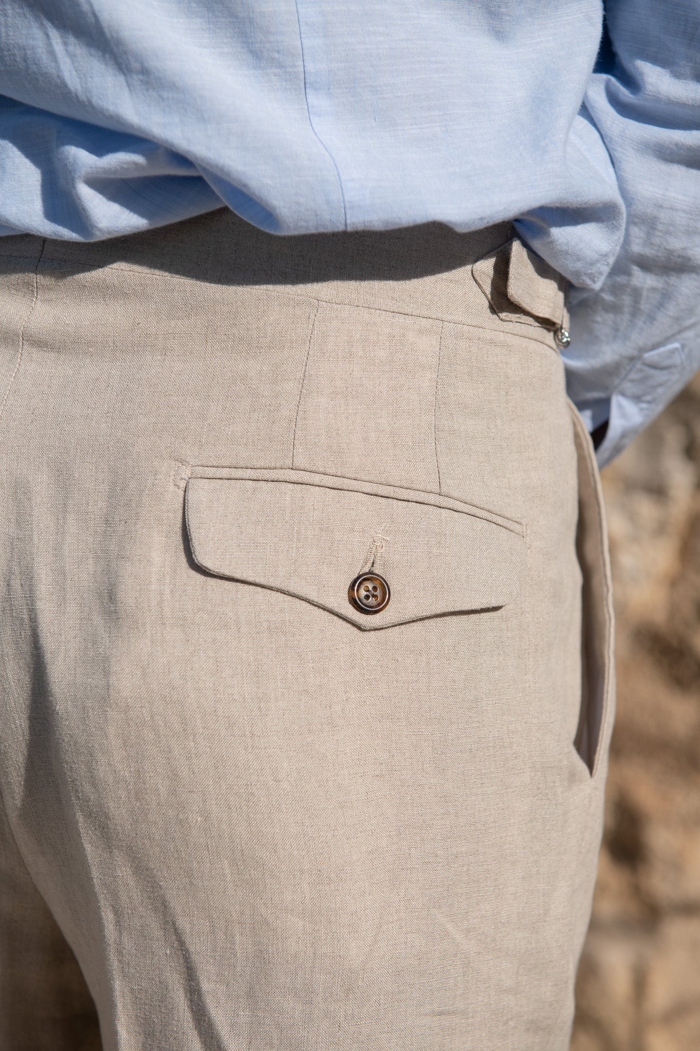 Stone linen shorts - Made in Italy