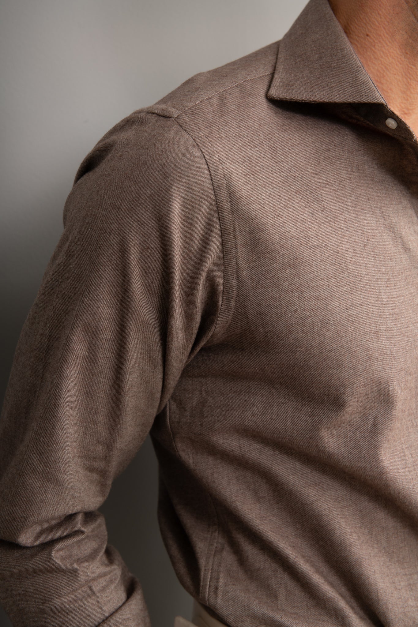 Taupe Shirt - Flannel Touch - Made in Italy
